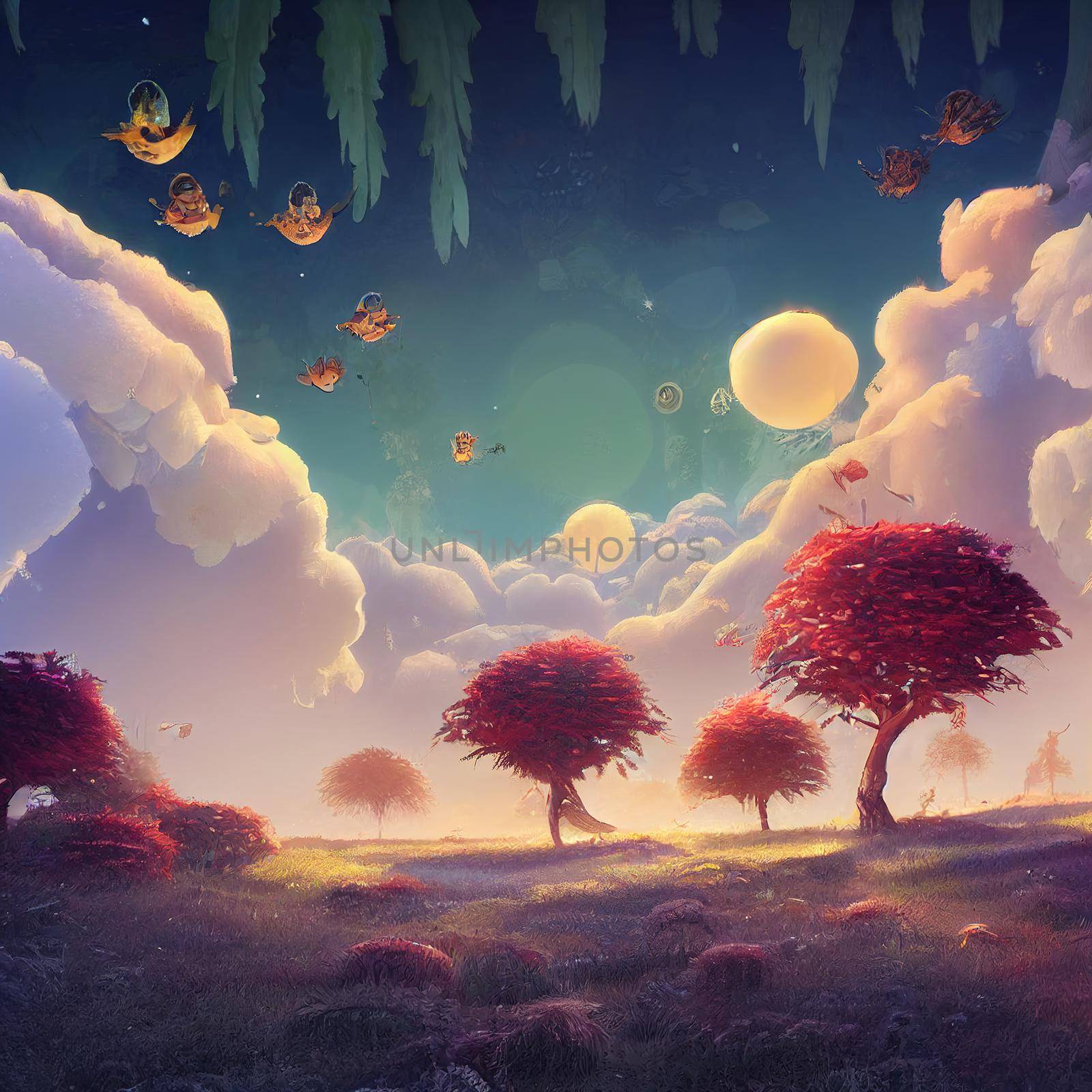 a fairy tale style environment. High quality 3d illustration