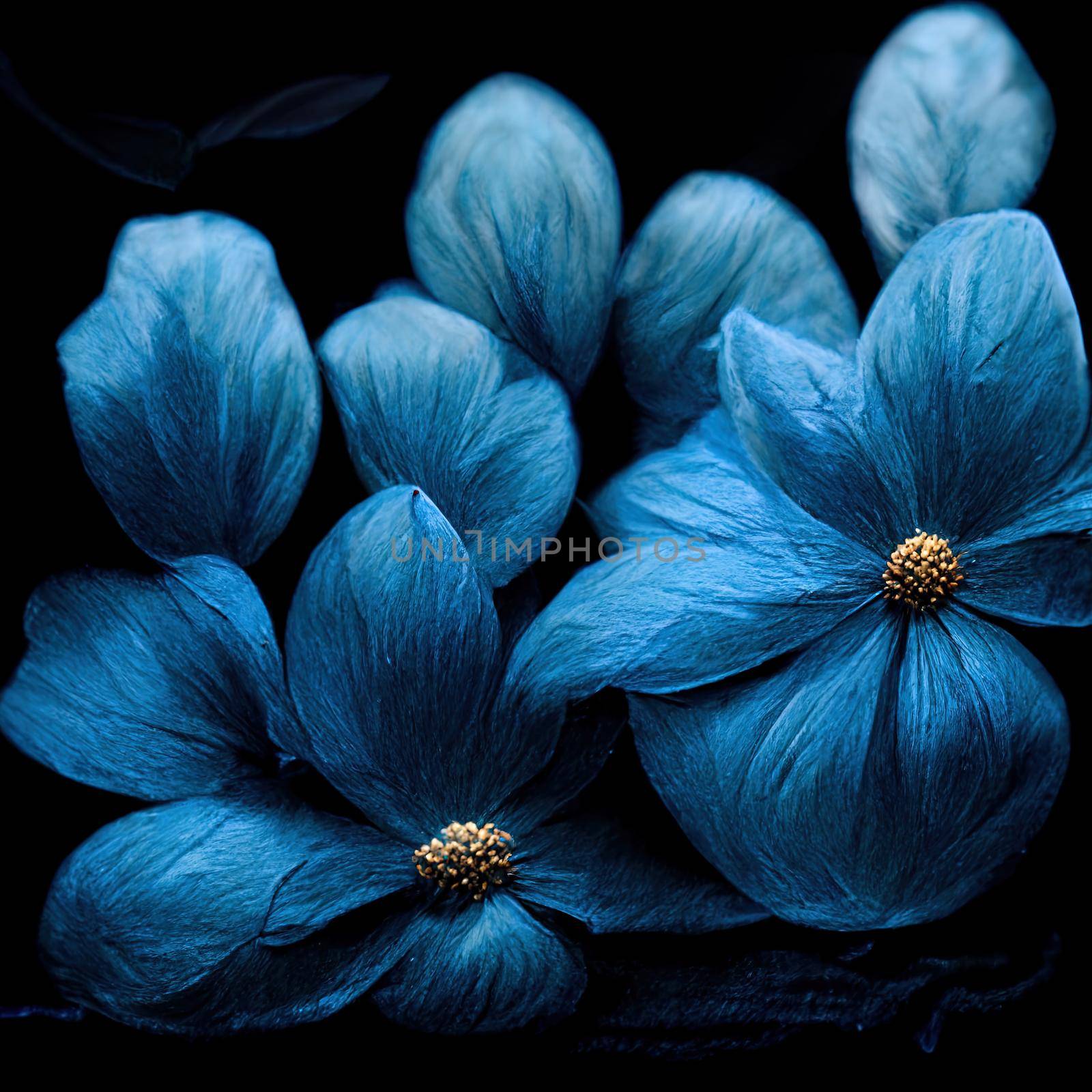 Beautiful blue flowers, close up. High quality illustration