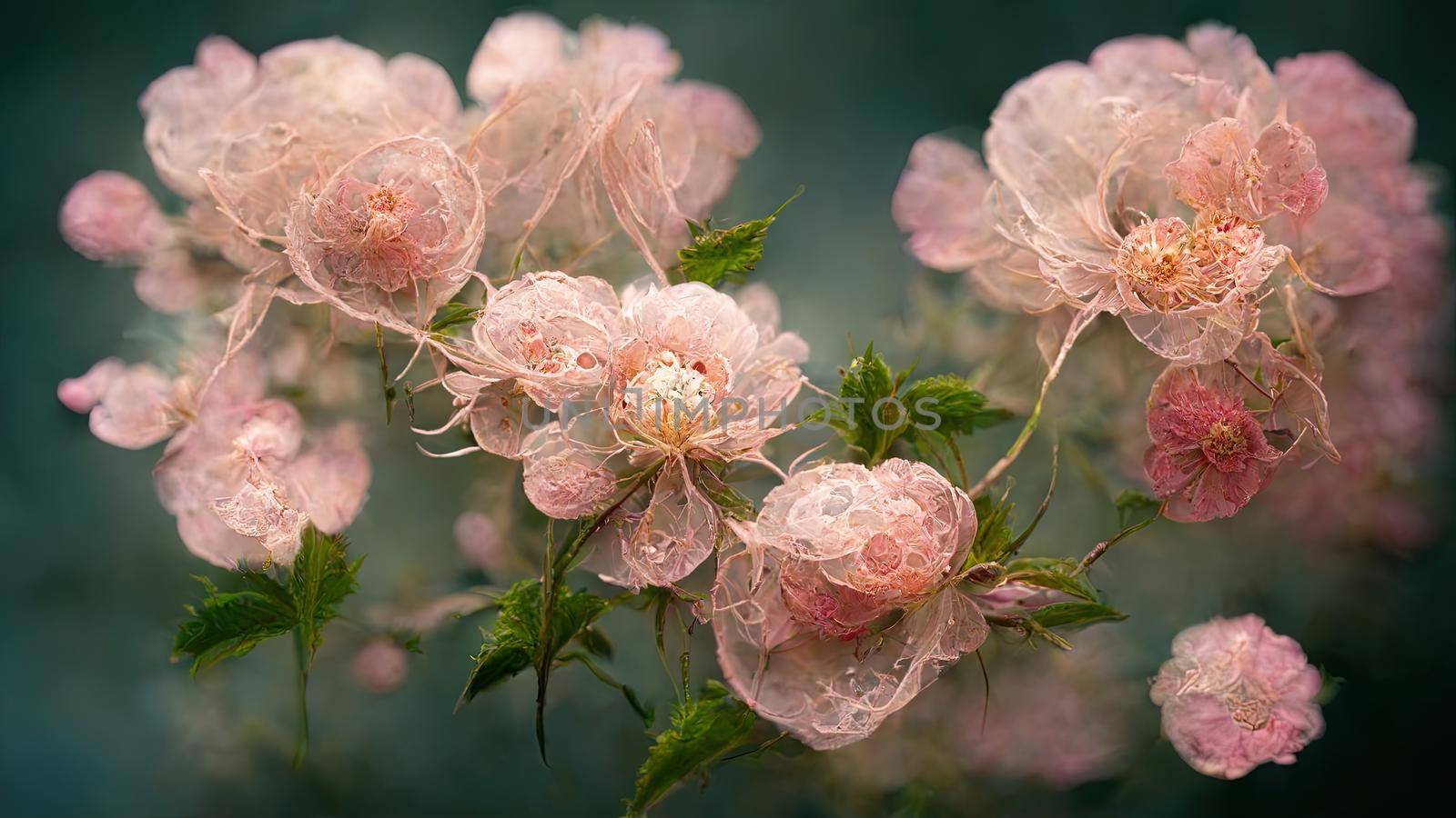 Delicate blossoming pink flowers, blooming roses by 2ragon