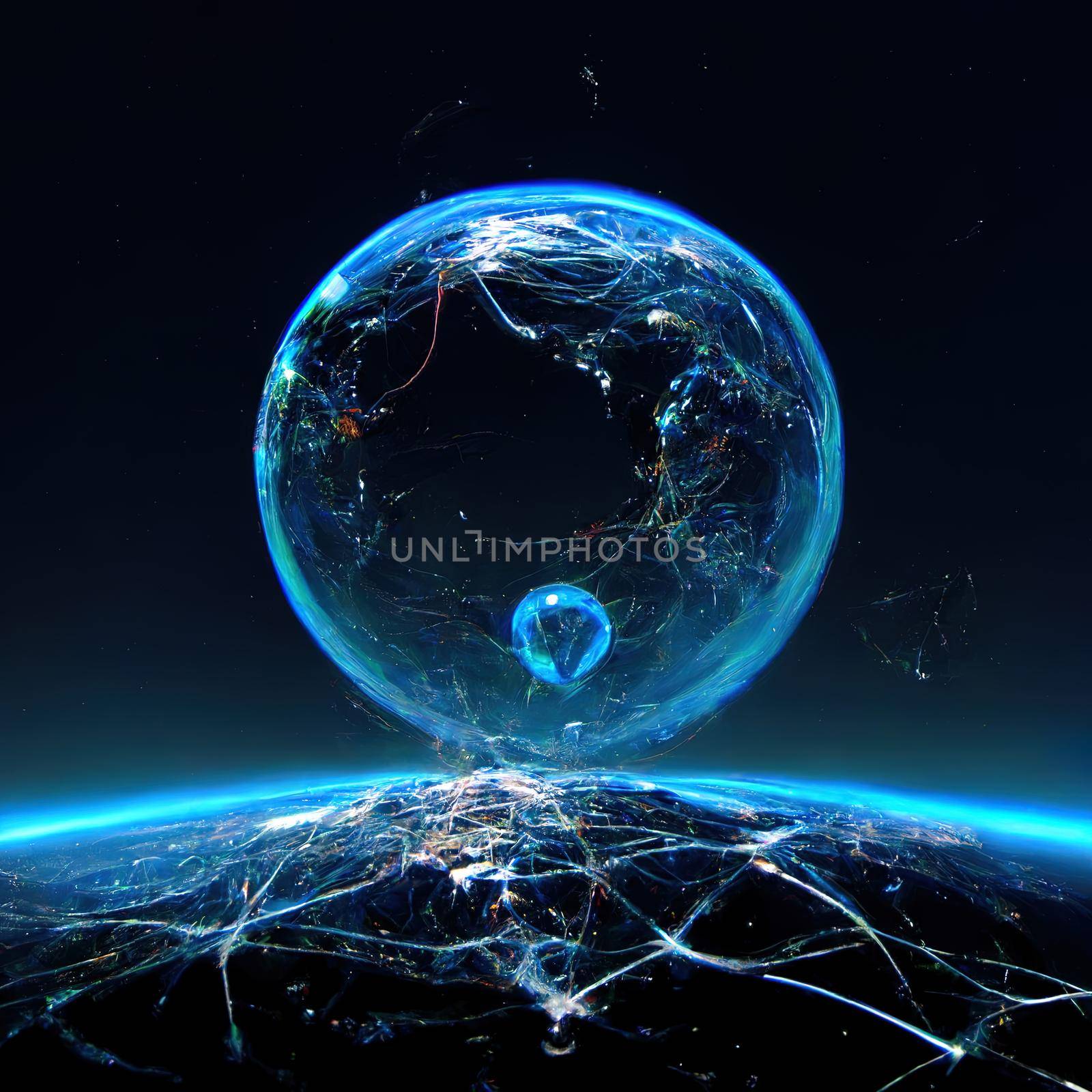 Abstract Tech Earth Globalization Concept Transmit Ai Networking on Fiber Optic by 2ragon