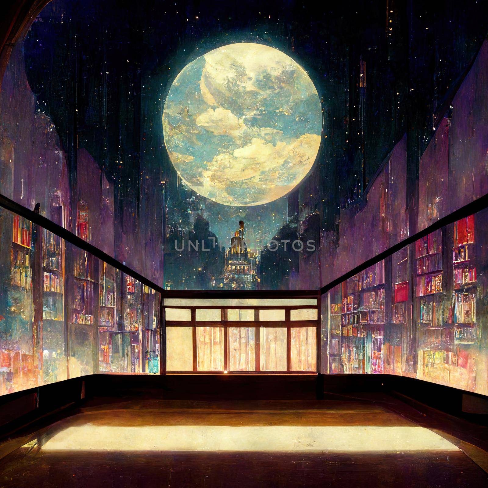 2D Illustration of Schnoor at the Nighttime, Anime background. High quality 3d illustration