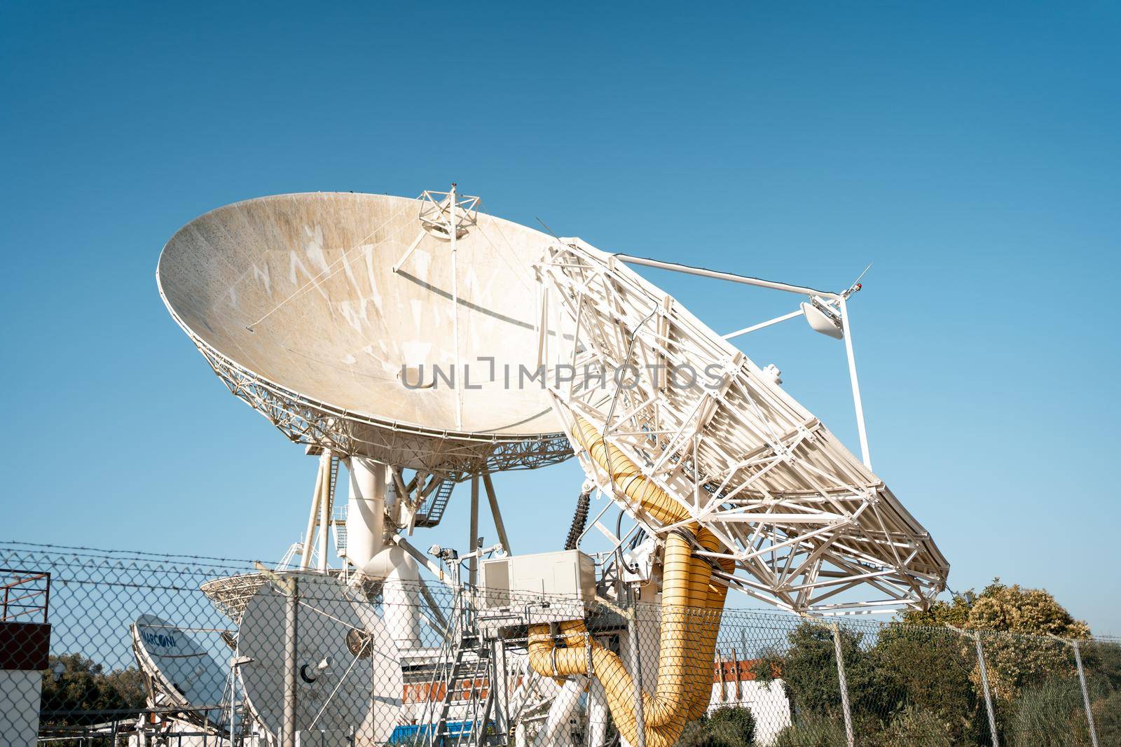 Earth based astronomical radio telescope. Radio telescopes used in science for space observation and distant objects exploring.