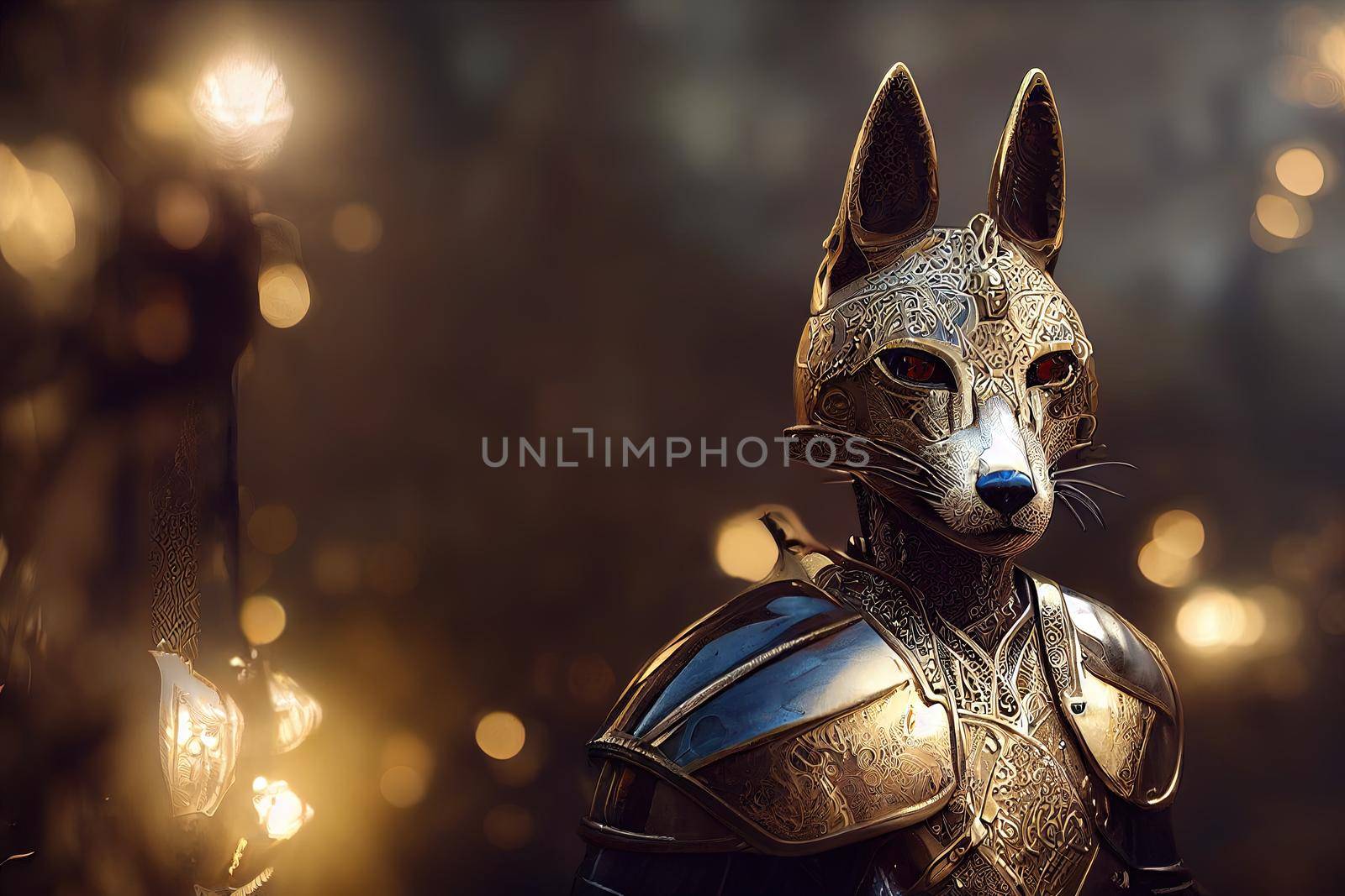 majestic fox knight, portrait, finely detailed armor, cinematic lighting by 2ragon