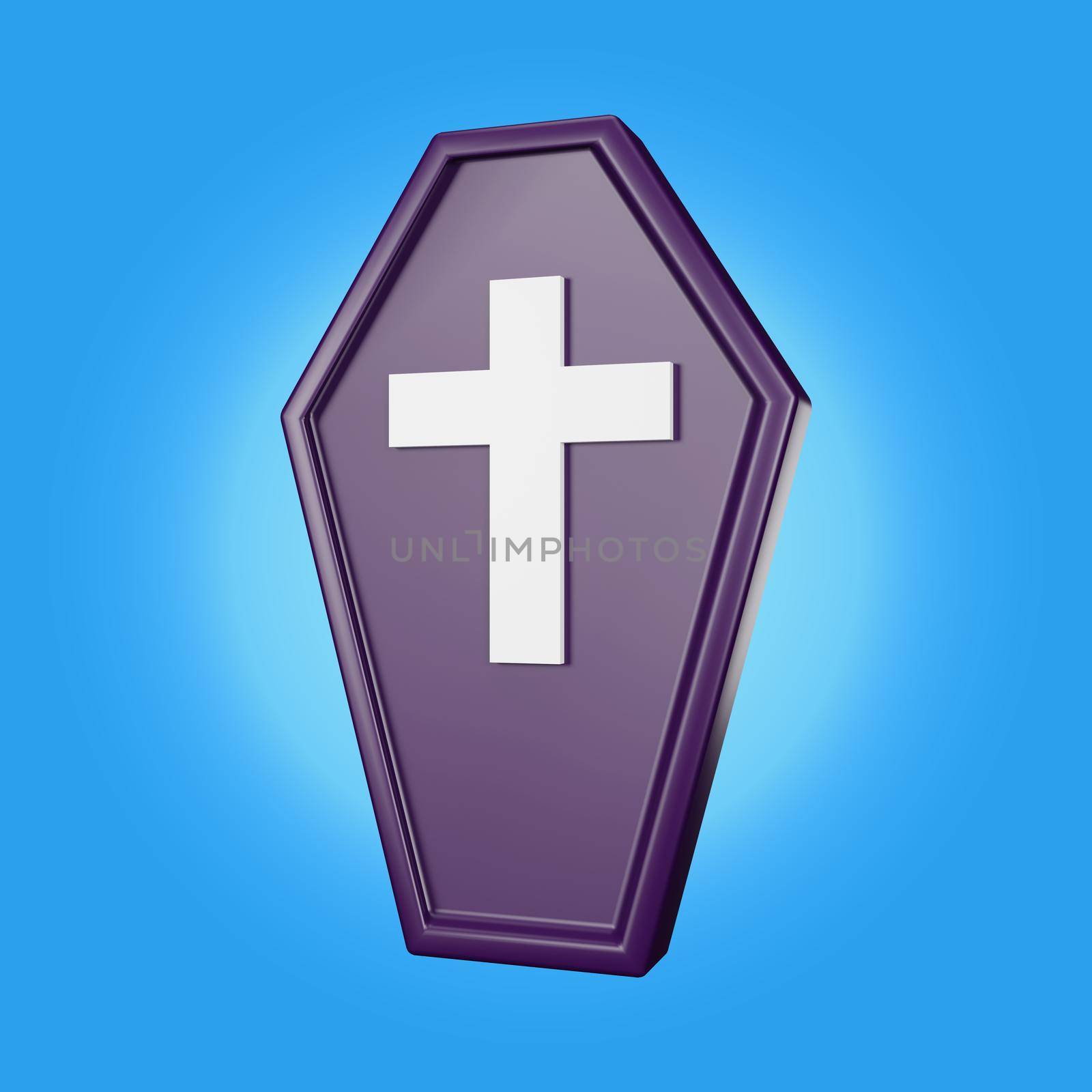 3d rendering of coffin halloween icon