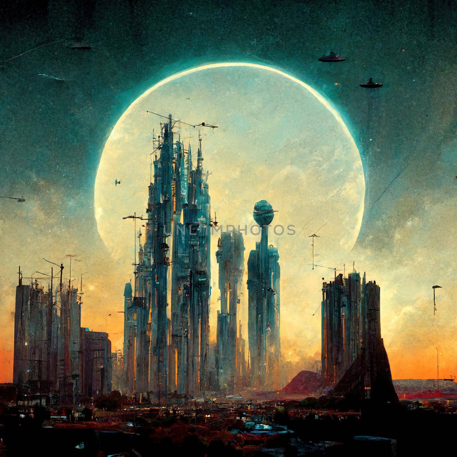 a portrait of a alien City from another world by 2ragon