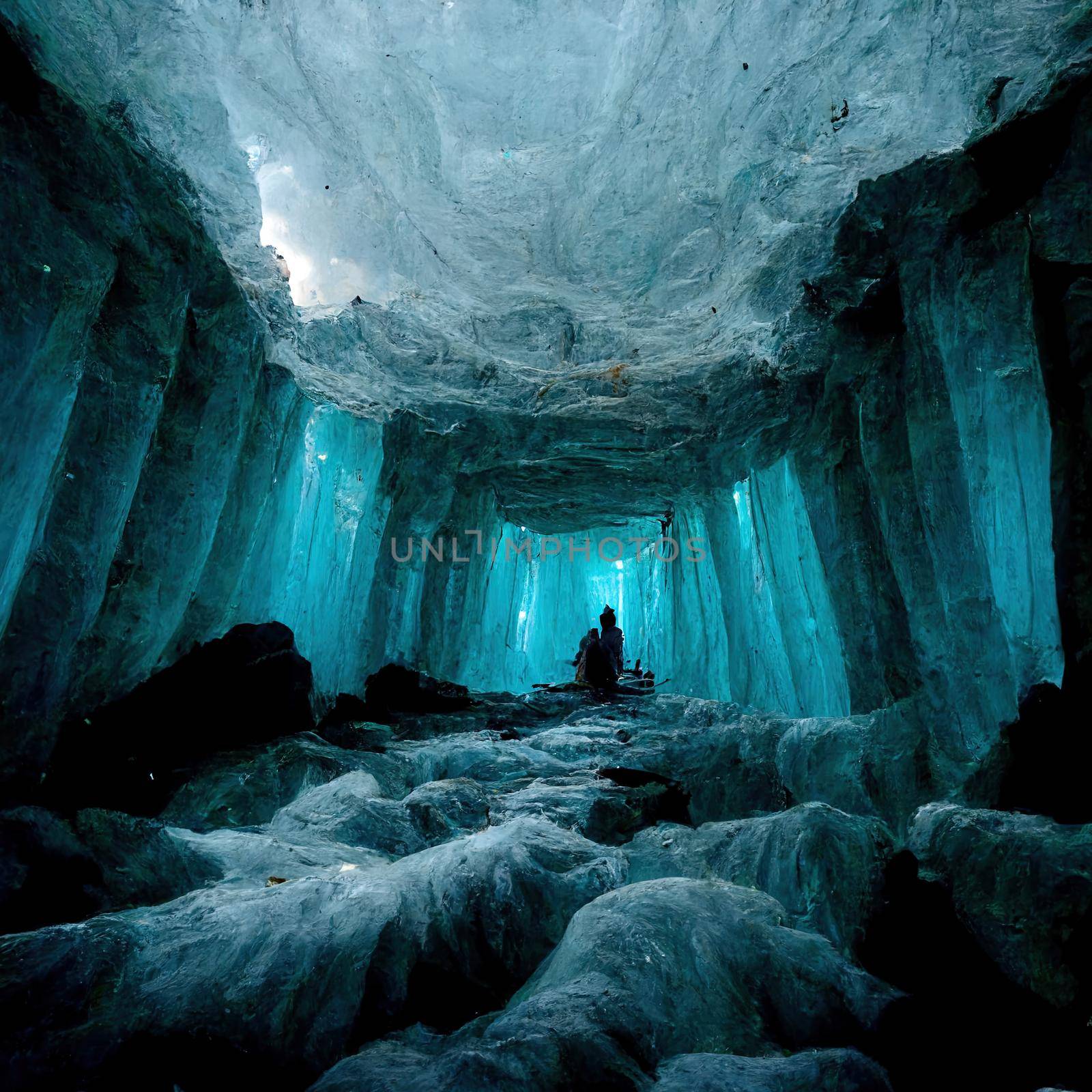 Inside a blue glacial ice cave in the glacier by 2ragon