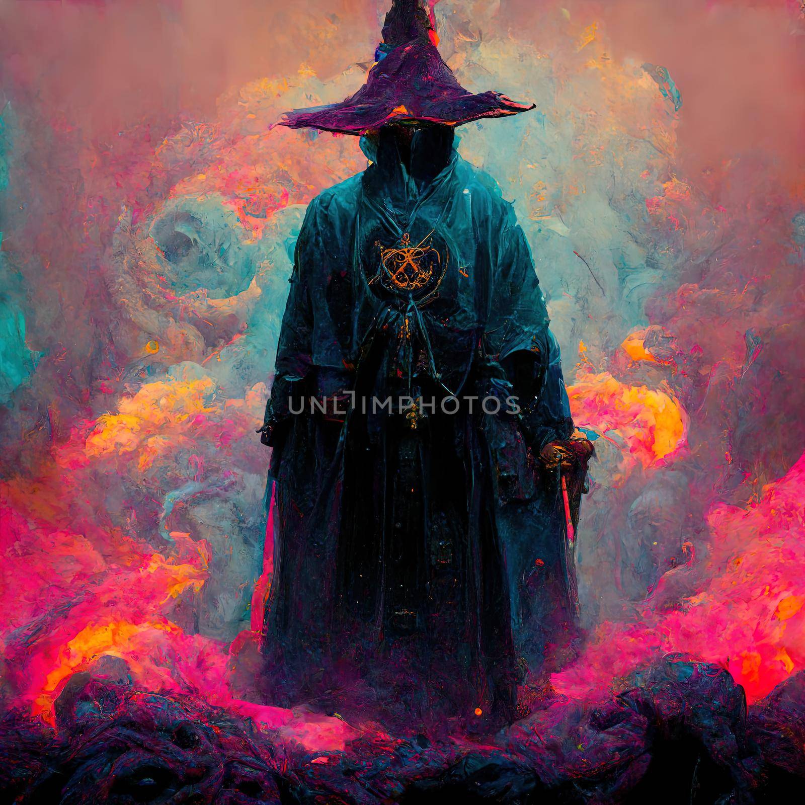 insane wizard. High quality illustration