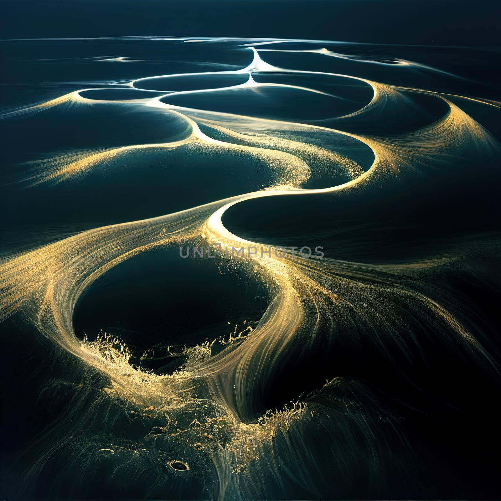 An abstract background of seawater flow under light exposure. High quality 3d illustration