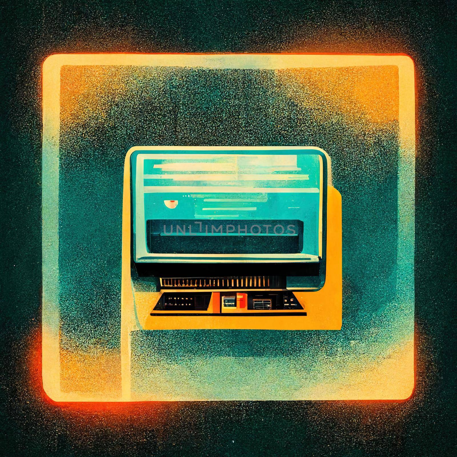 Old grungy style network computer icon. High quality 3d illustration