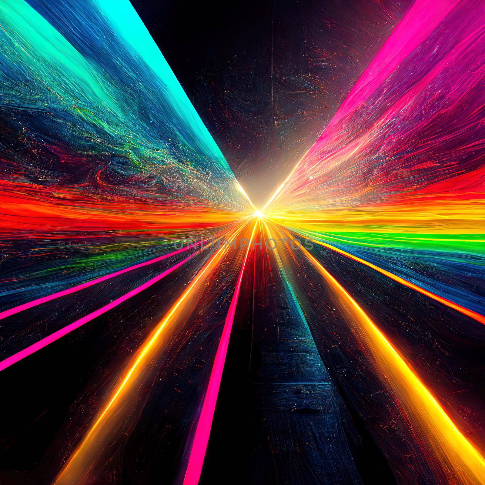 abstract background with colorful spectrum neon rays and glowing lines by 2ragon