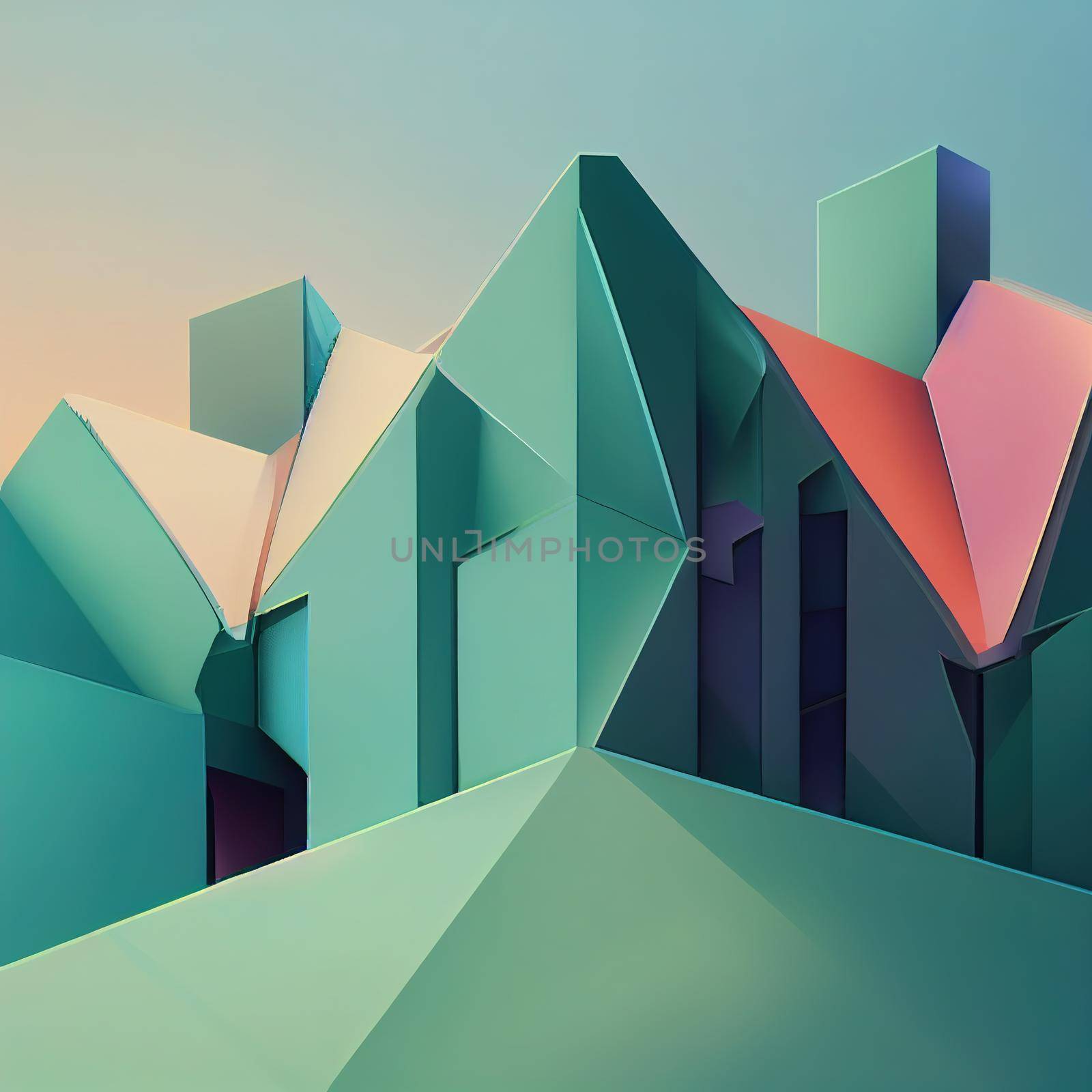 Complex Isometric 3D Scene. High quality 3d illustration