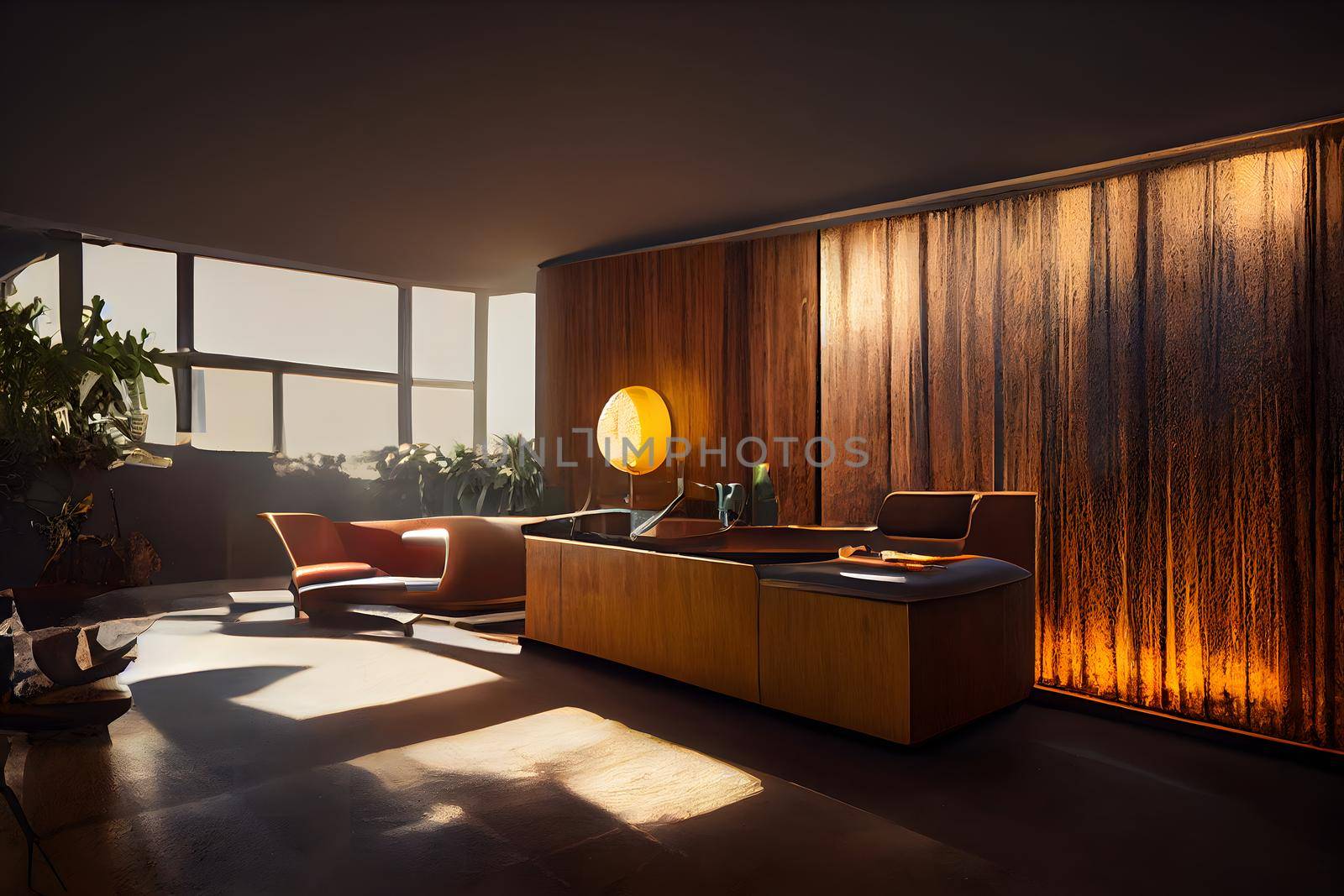 mid century modern style interior, neural network generated picture by z1b