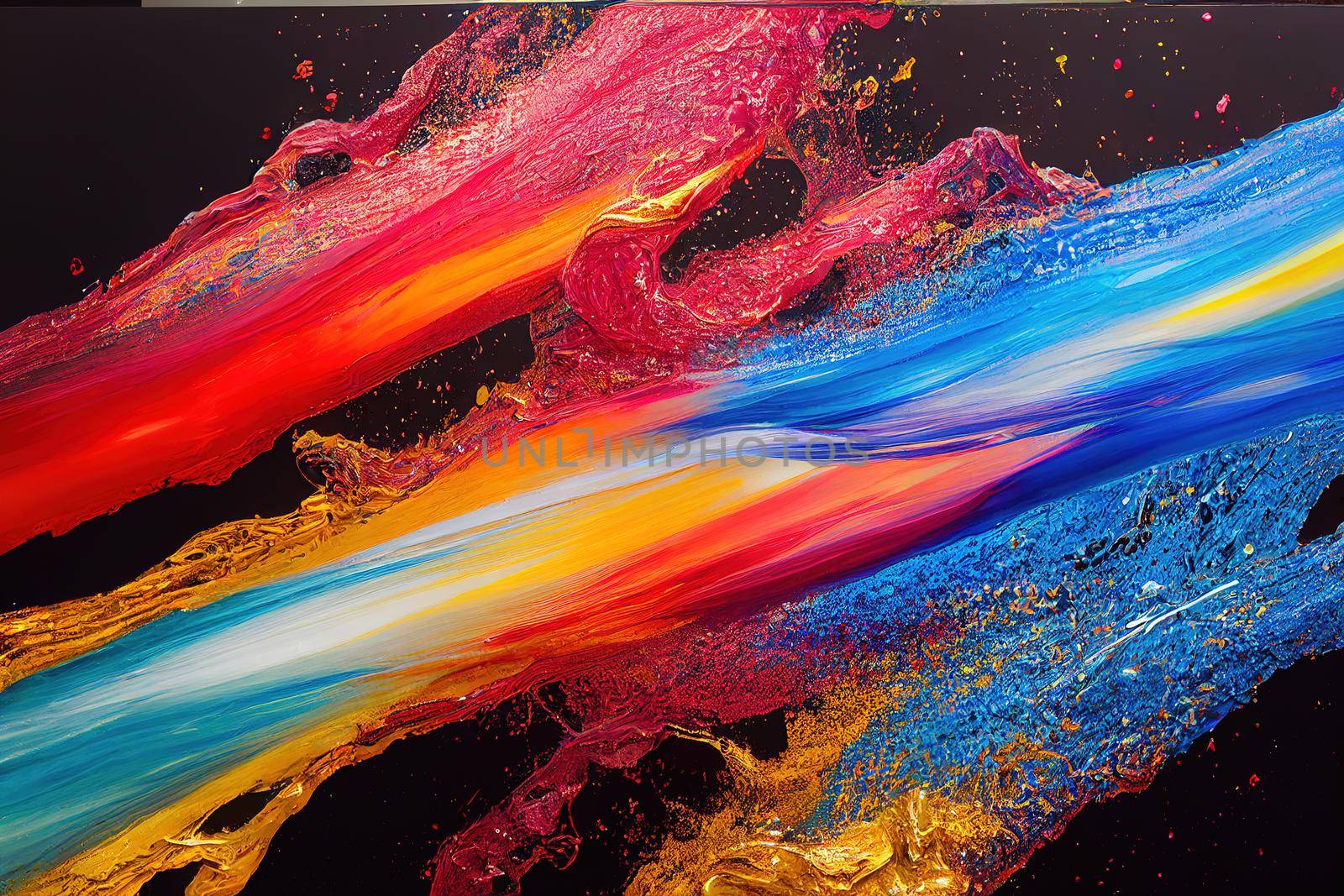 Abstract explosion of Colorful liquid oil paint. High quality 3d illustration