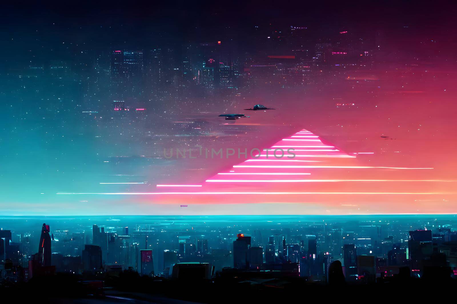 abstract synthwave neon night background, neural network generated art by z1b