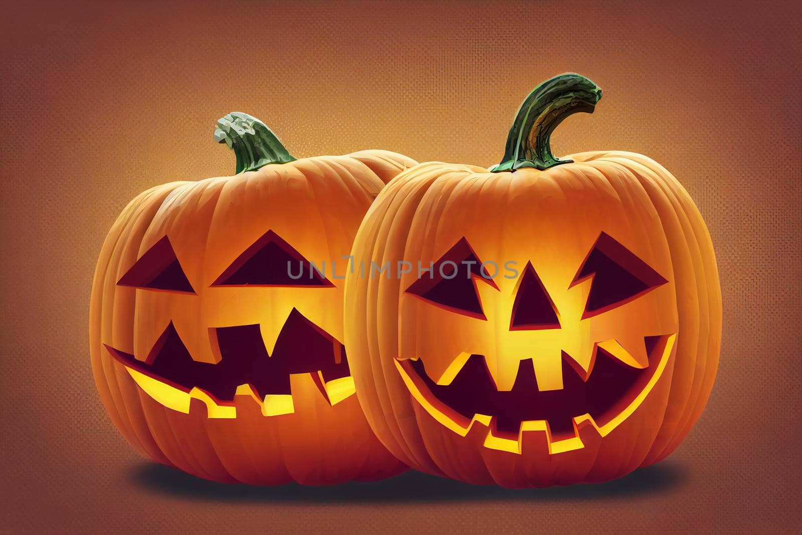 Halloween Pumpkin On Wooden Plank With Candles In A Spooky Night