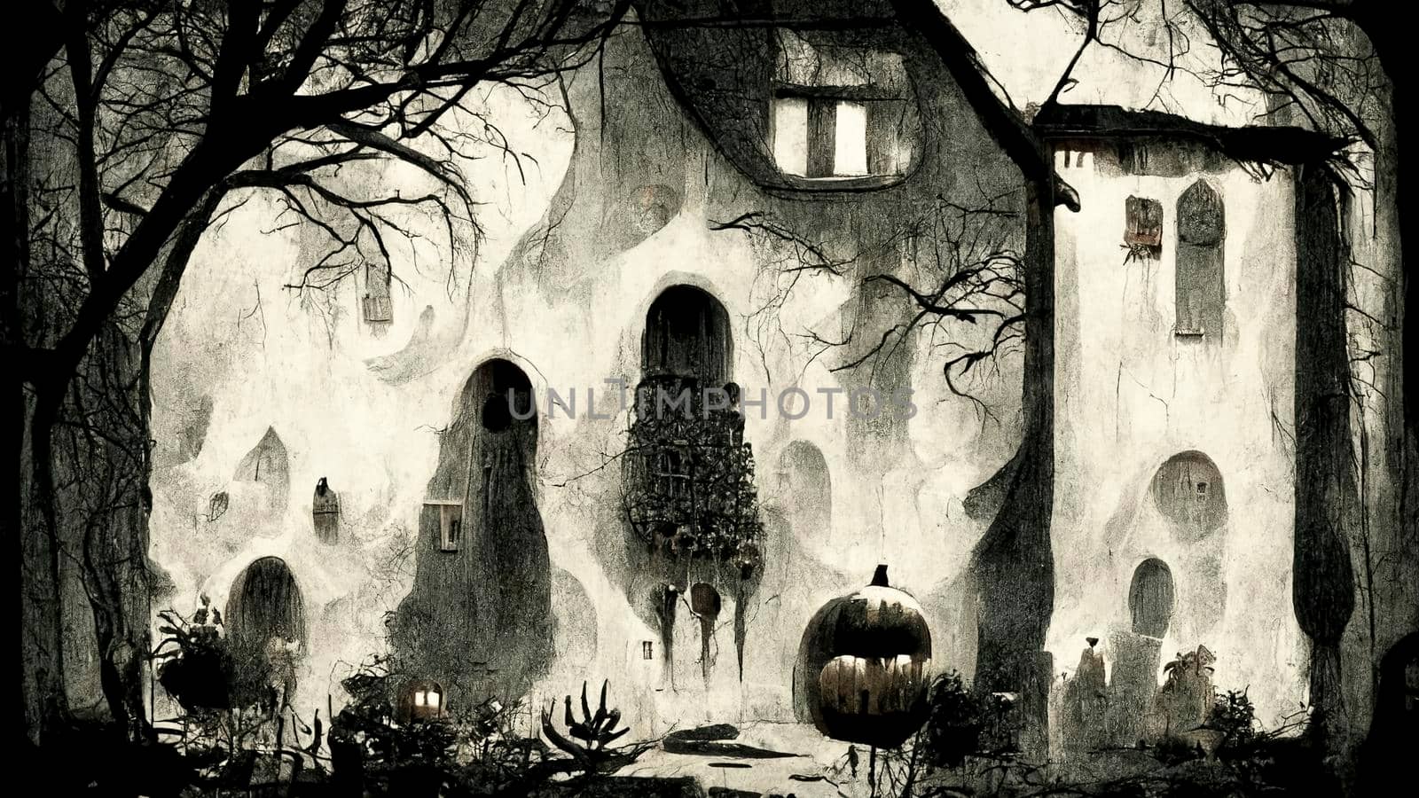 Haunted House with Dark Horror Atmosphere. Haunted Scene House. by jbruiz78