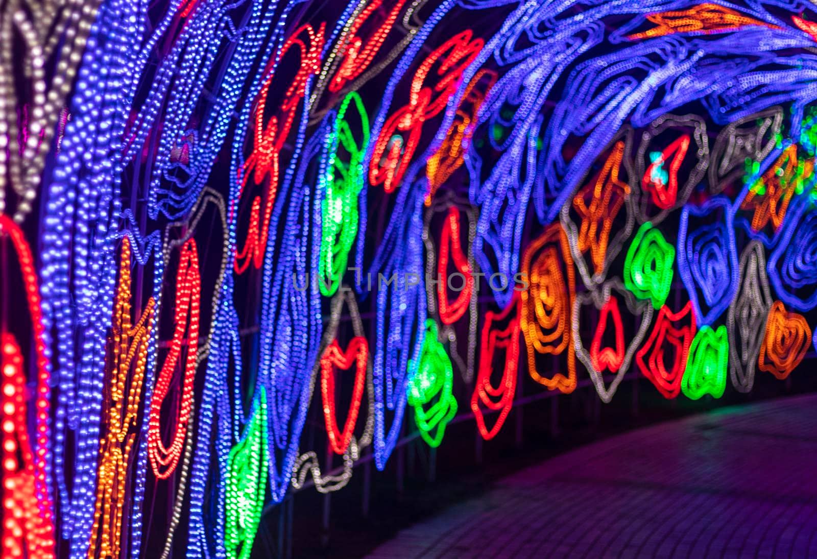 Dubai,UAE - 05.11.2021 - Illuminated installations at Dubai garden glow