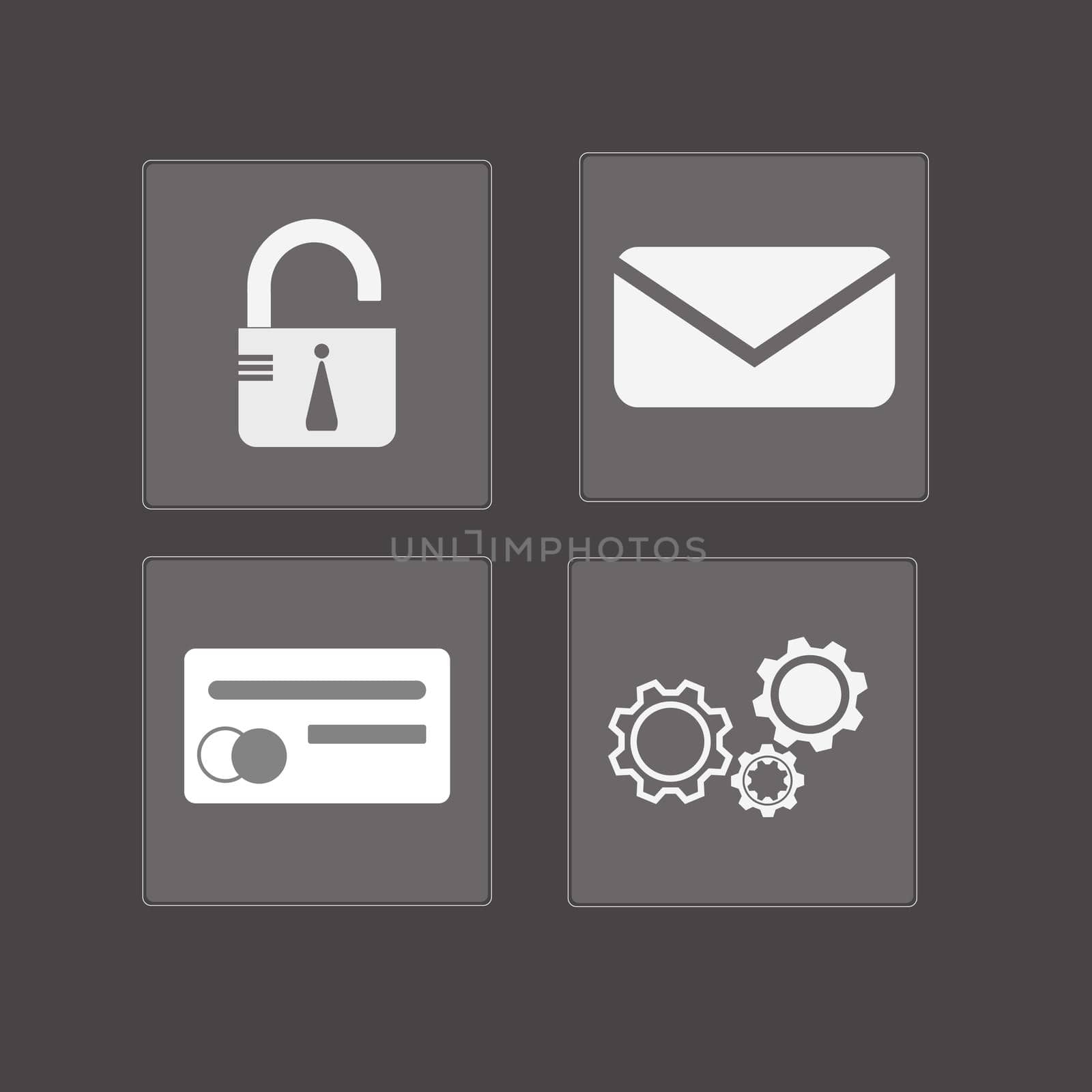 business icons, wifi, stock, graph, letter on transparent background by Unimages2527