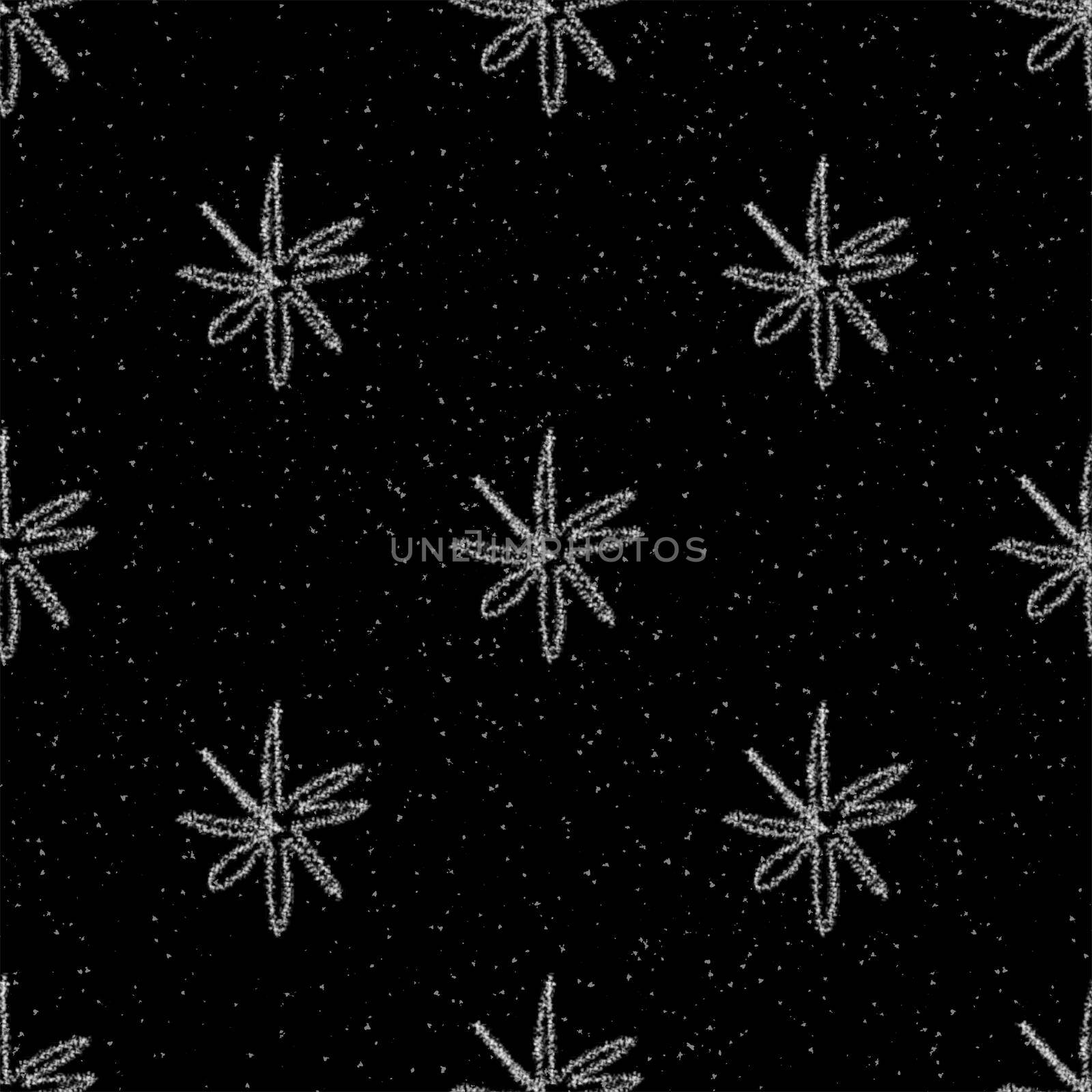 Hand Drawn Snowflakes Christmas Seamless Pattern. Subtle Flying Snow Flakes on chalk snowflakes Background. Awesome chalk handdrawn snow overlay. Fabulous holiday season decoration.