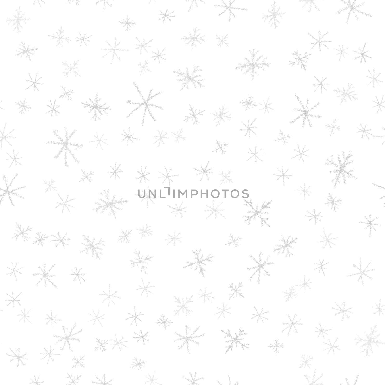 Hand Drawn Snowflakes Christmas Seamless Pattern. Subtle Flying Snow Flakes on chalk snowflakes Background. Amusing chalk handdrawn snow overlay. Adorable holiday season decoration.