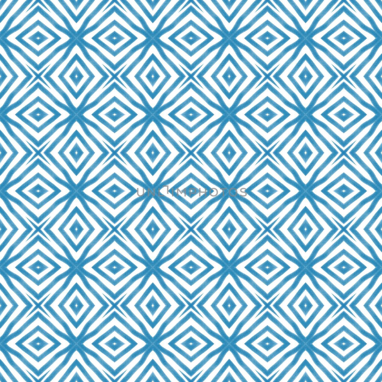 Arabesque hand drawn pattern. Blue symmetrical by beginagain
