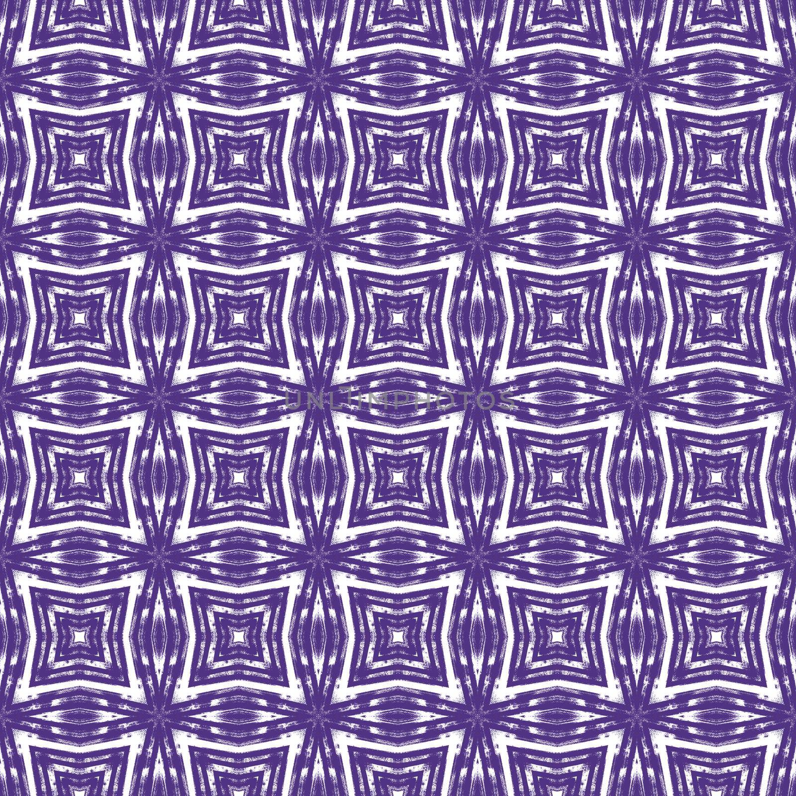 Ethnic hand painted pattern. Purple symmetrical kaleidoscope background. Textile ready rare print, swimwear fabric, wallpaper, wrapping. Summer dress ethnic hand painted tile.