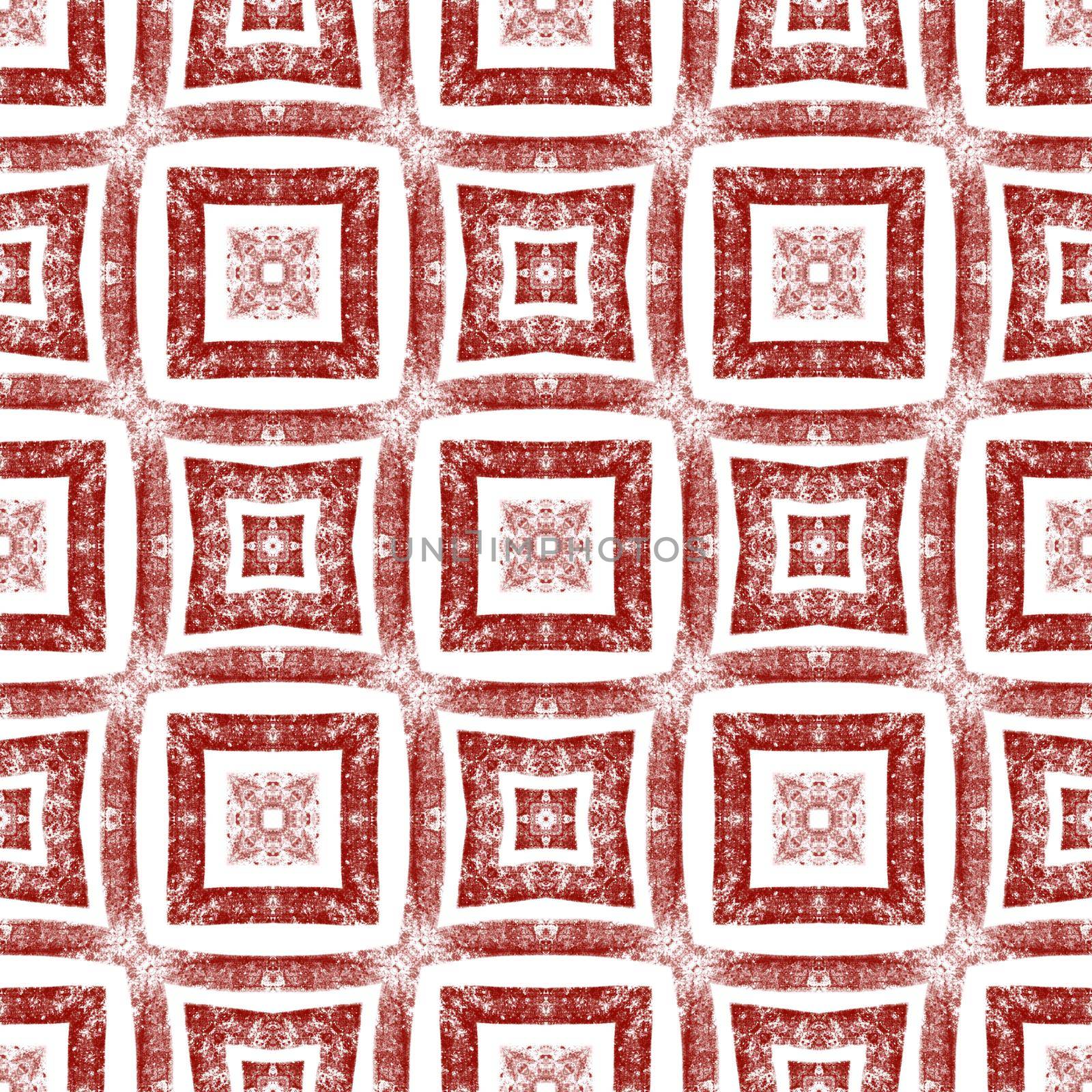 Striped hand drawn pattern. Wine red symmetrical kaleidoscope background. Textile ready cute print, swimwear fabric, wallpaper, wrapping. Repeating striped hand drawn tile.