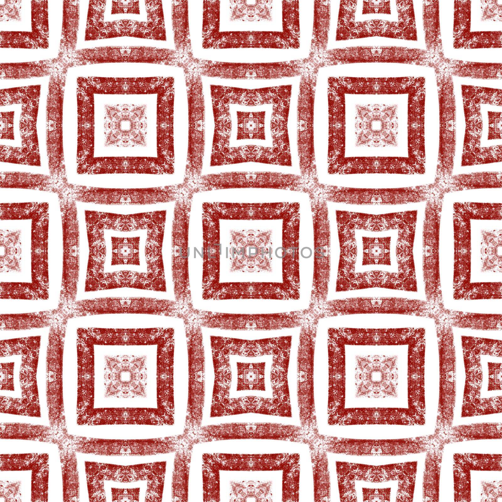 Striped hand drawn pattern. Wine red symmetrical kaleidoscope background. Textile ready cute print, swimwear fabric, wallpaper, wrapping. Repeating striped hand drawn tile.