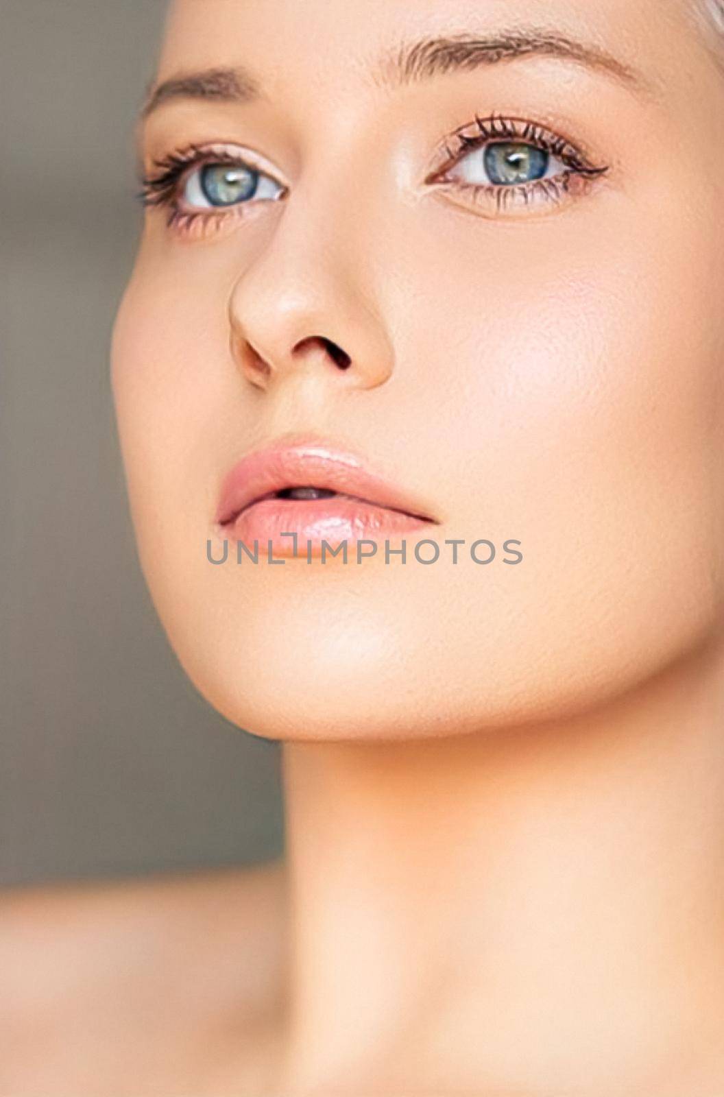 Perfect skin and beauty look, beautiful face of young woman for skincare cosmetics and cosmetology, close-up portrait