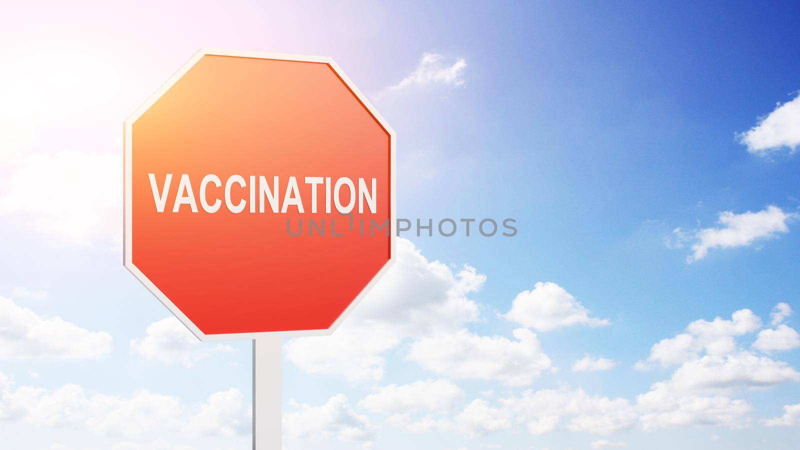 Sign for vaccination and virus proteciton. 3D Rendering by Taut