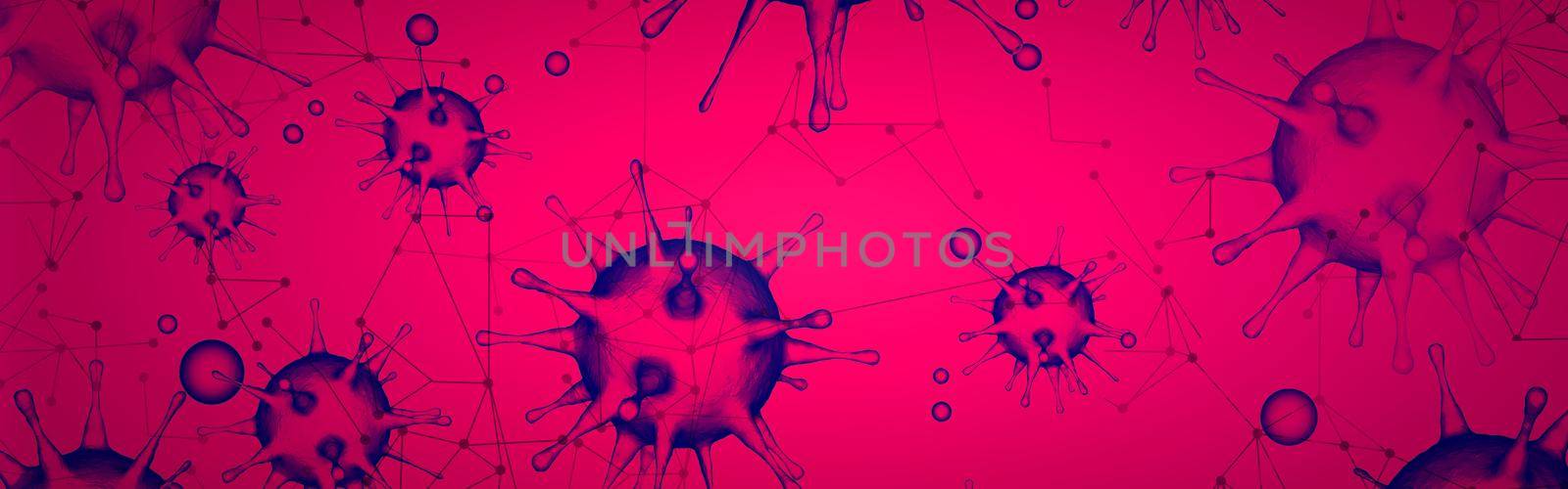 Corona virus background, pandemic risk concept. 3D illustration by Taut