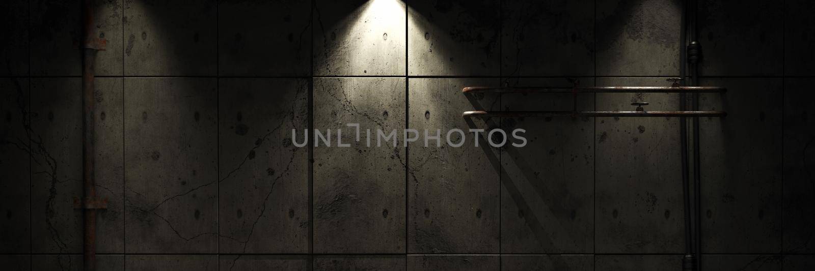 Grunge abstract room with urban metallic background. 3d rendering by Taut