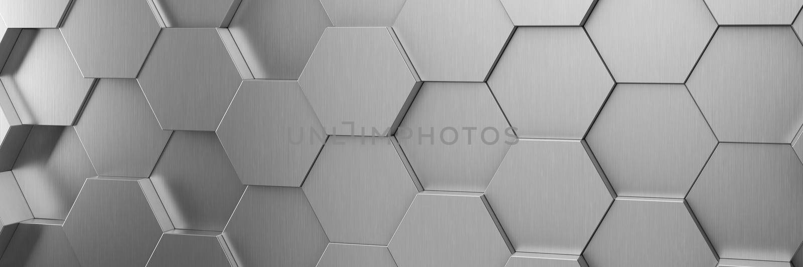 Modern metallic honeycomb and hexagon background pattern. 3d rendering