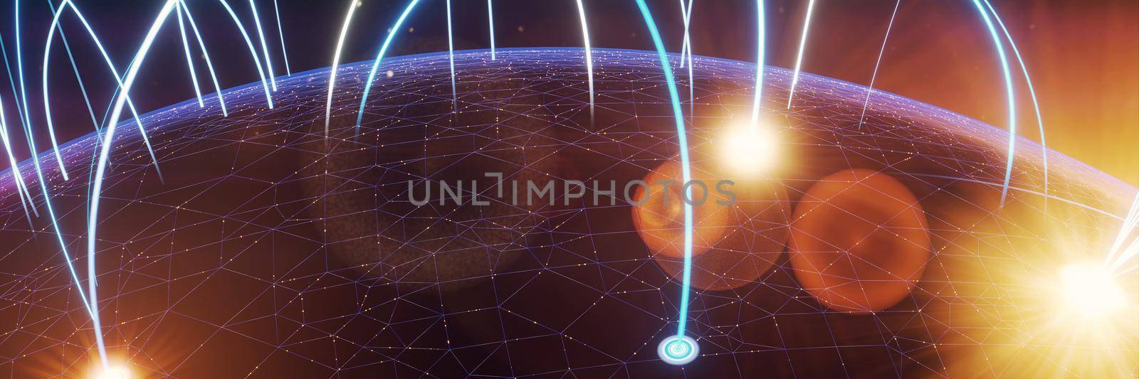 Global connection concept. Planet earth network sphere. 3d rendering