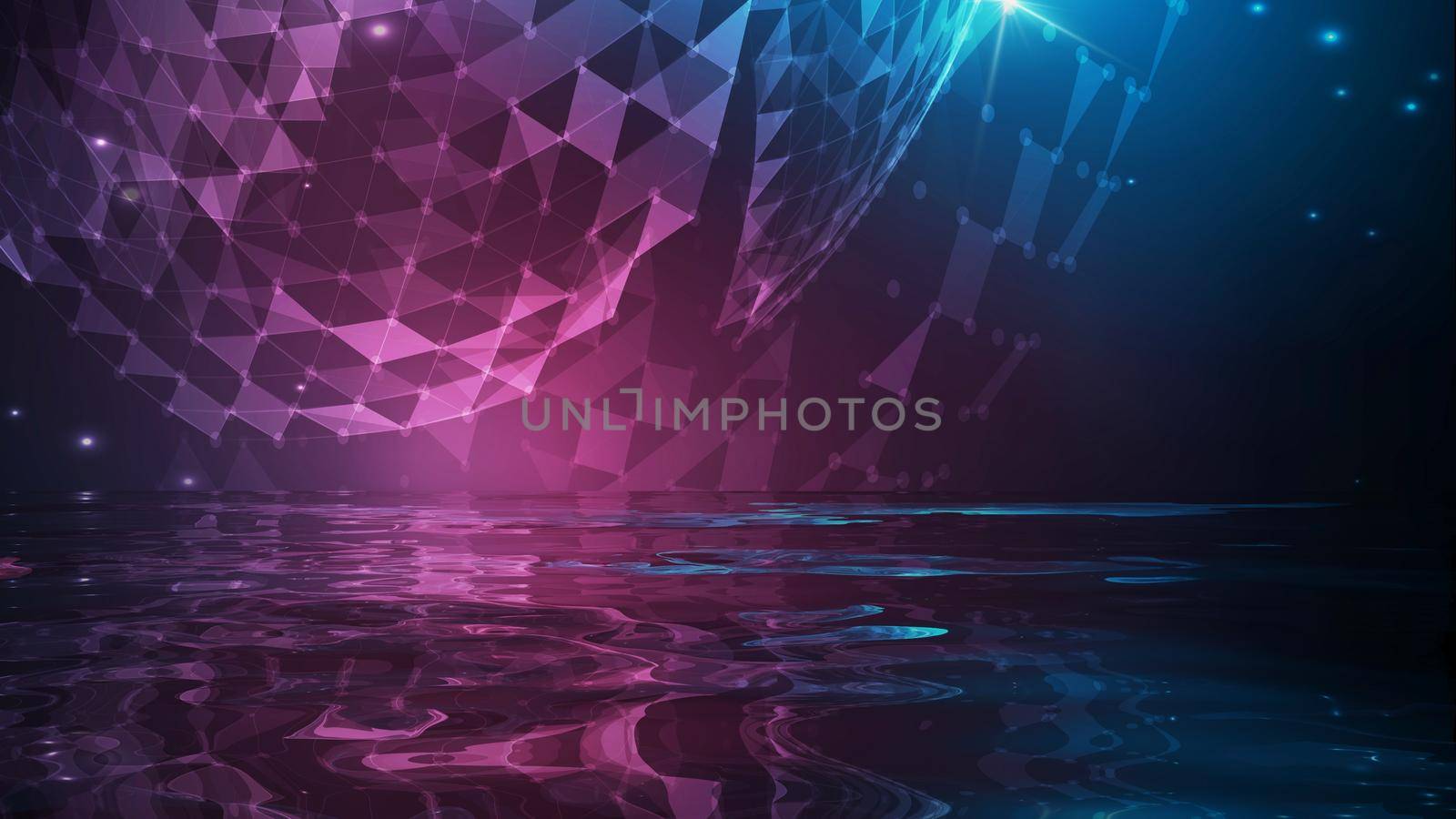 Music abstract sphere background with reflection in water. Music background concept art. by DmytroRazinkov