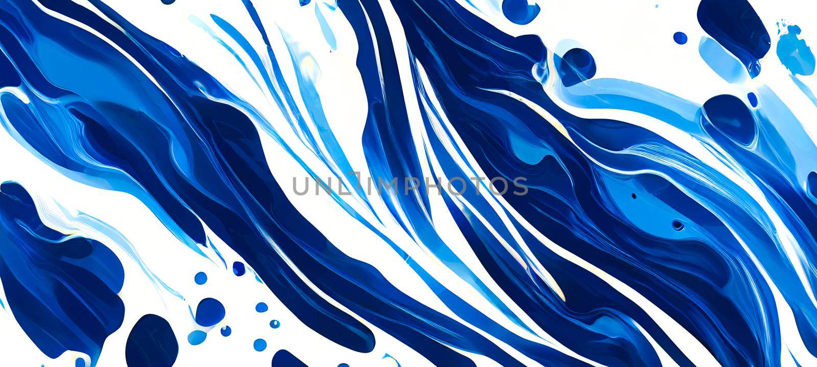 Liquid marble watercolor abstract texture in blue and white wallpaper.