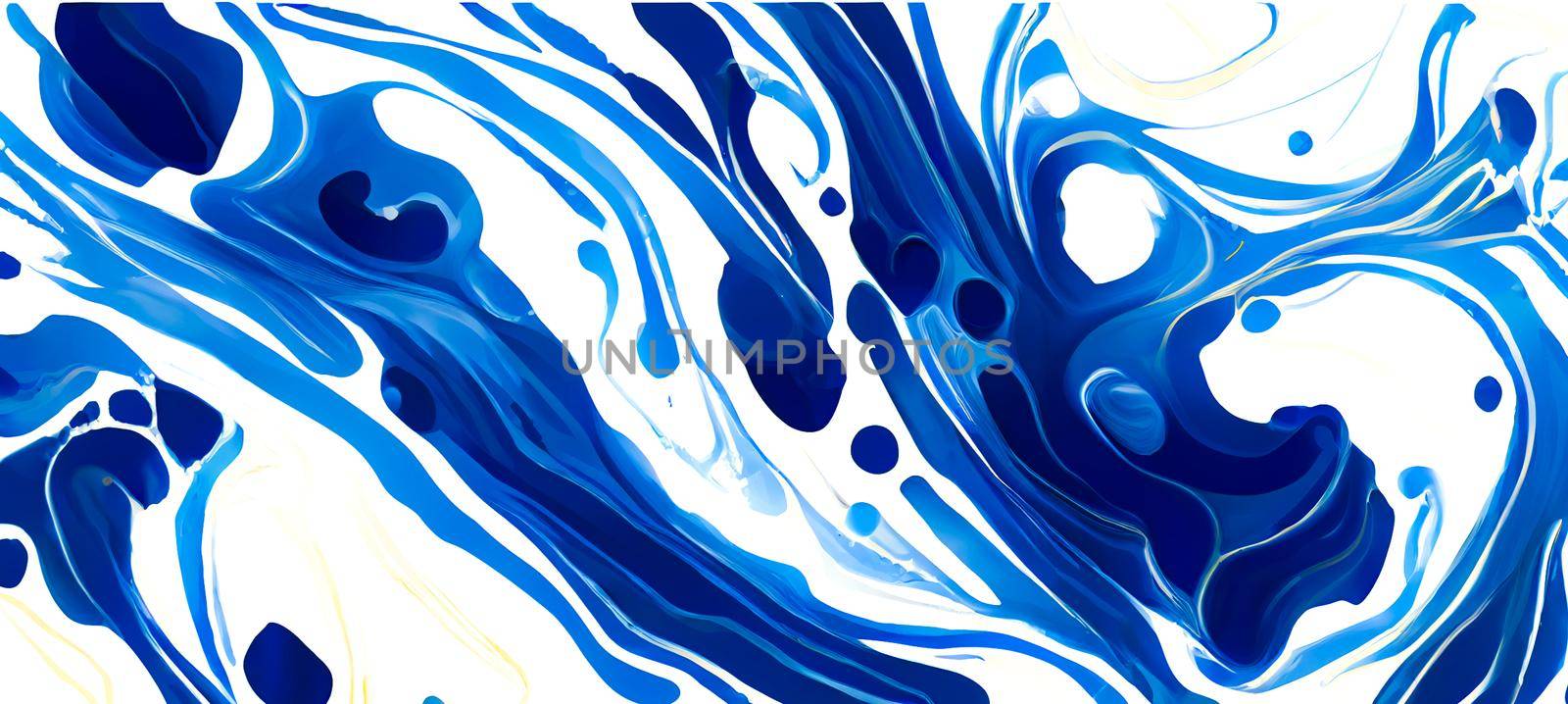 Liquid marble watercolor abstract texture in blue and white wallpaper.