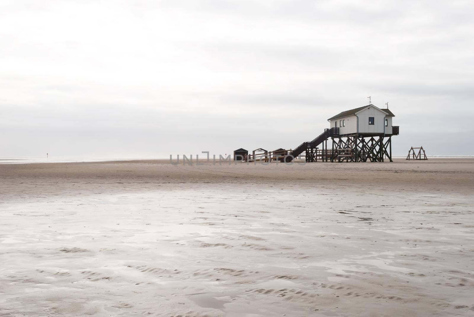 A photo of the rescuers house on the shore of the North Sea, Sankt Peter-Ording, Germany