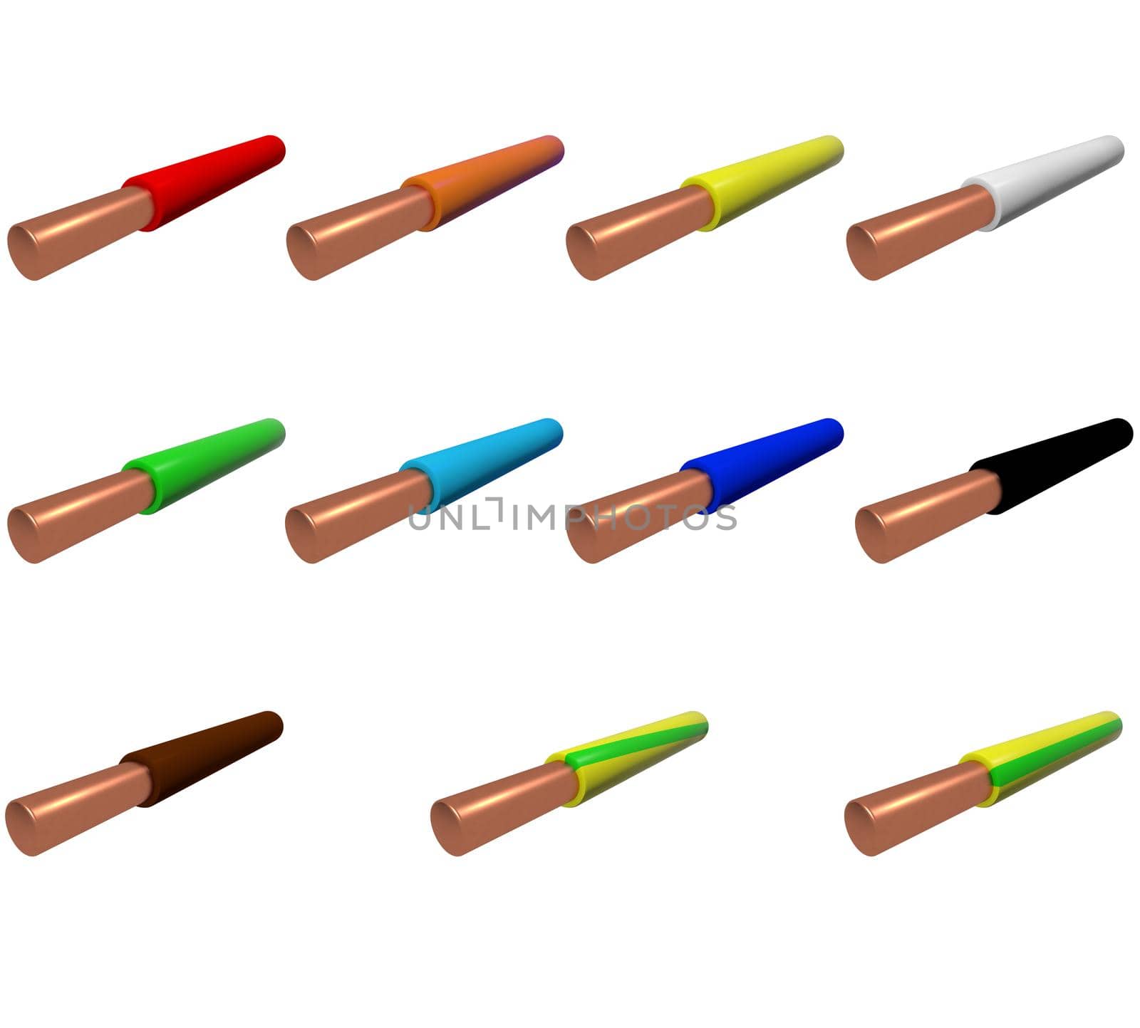 sample single-core wire in colored plastic insulation.
