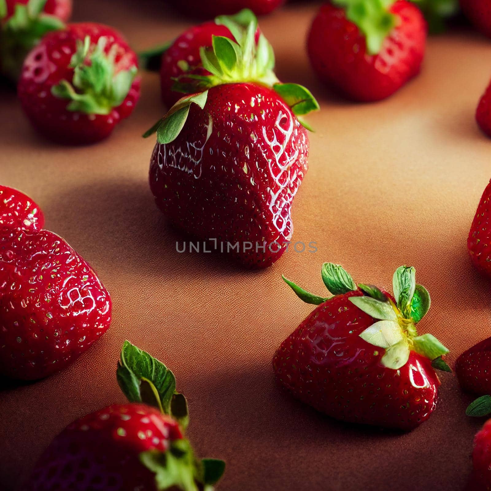 Realistic 3D illustration big strawberries on light background
