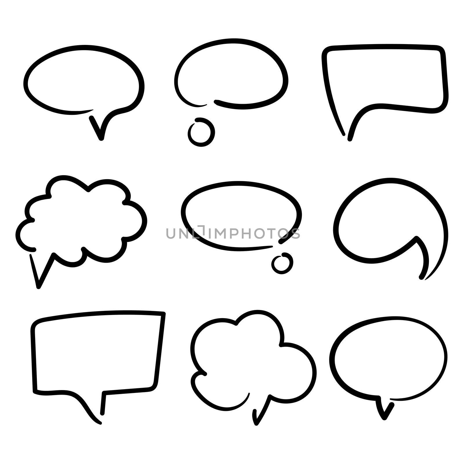Blank dialog balloon for speech or conversation. Comic style hand drawn vector. Empty bubble illustration for text and message.