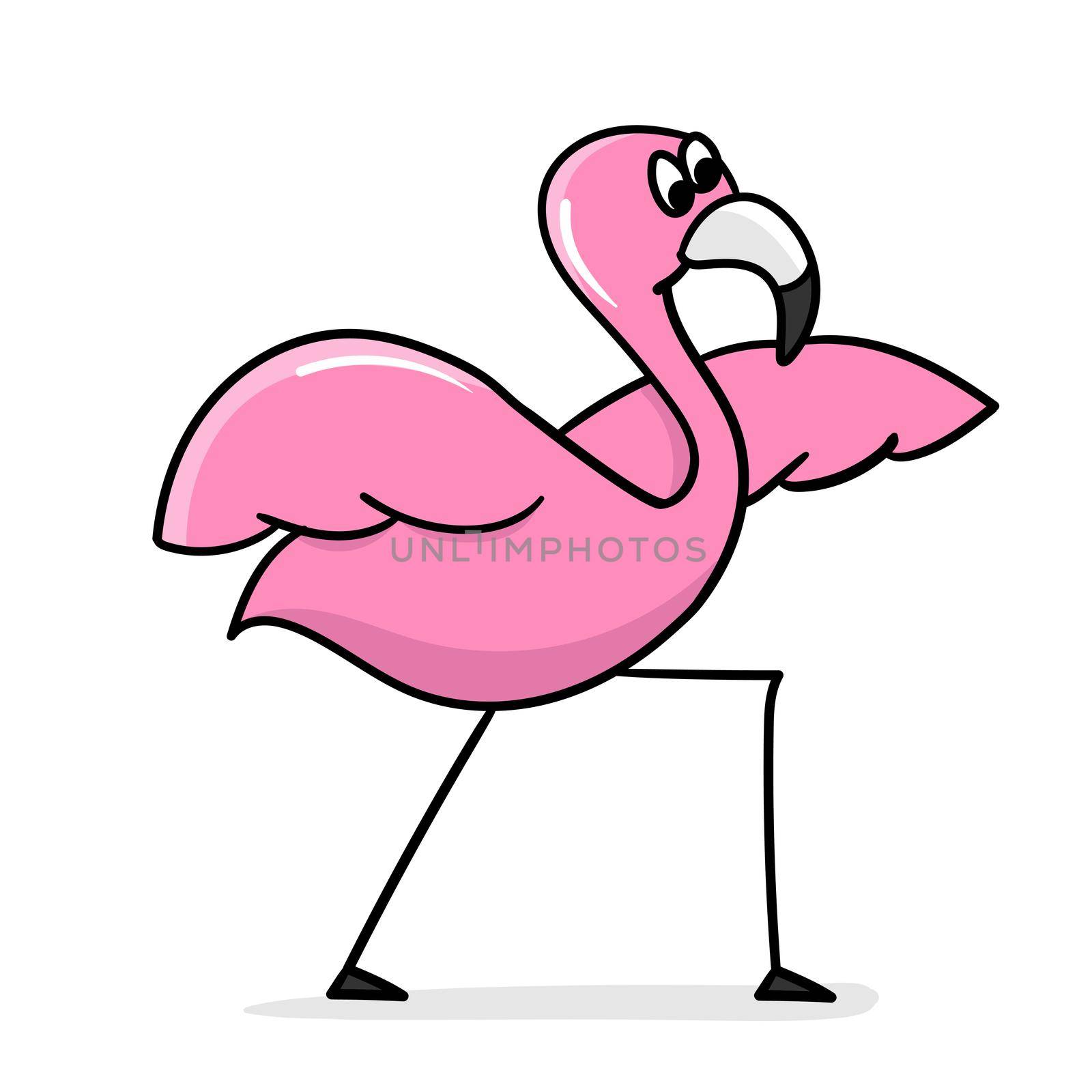 Flamingo yoga. Cartoon flamingo isolated on white background. Vector by natali_brill