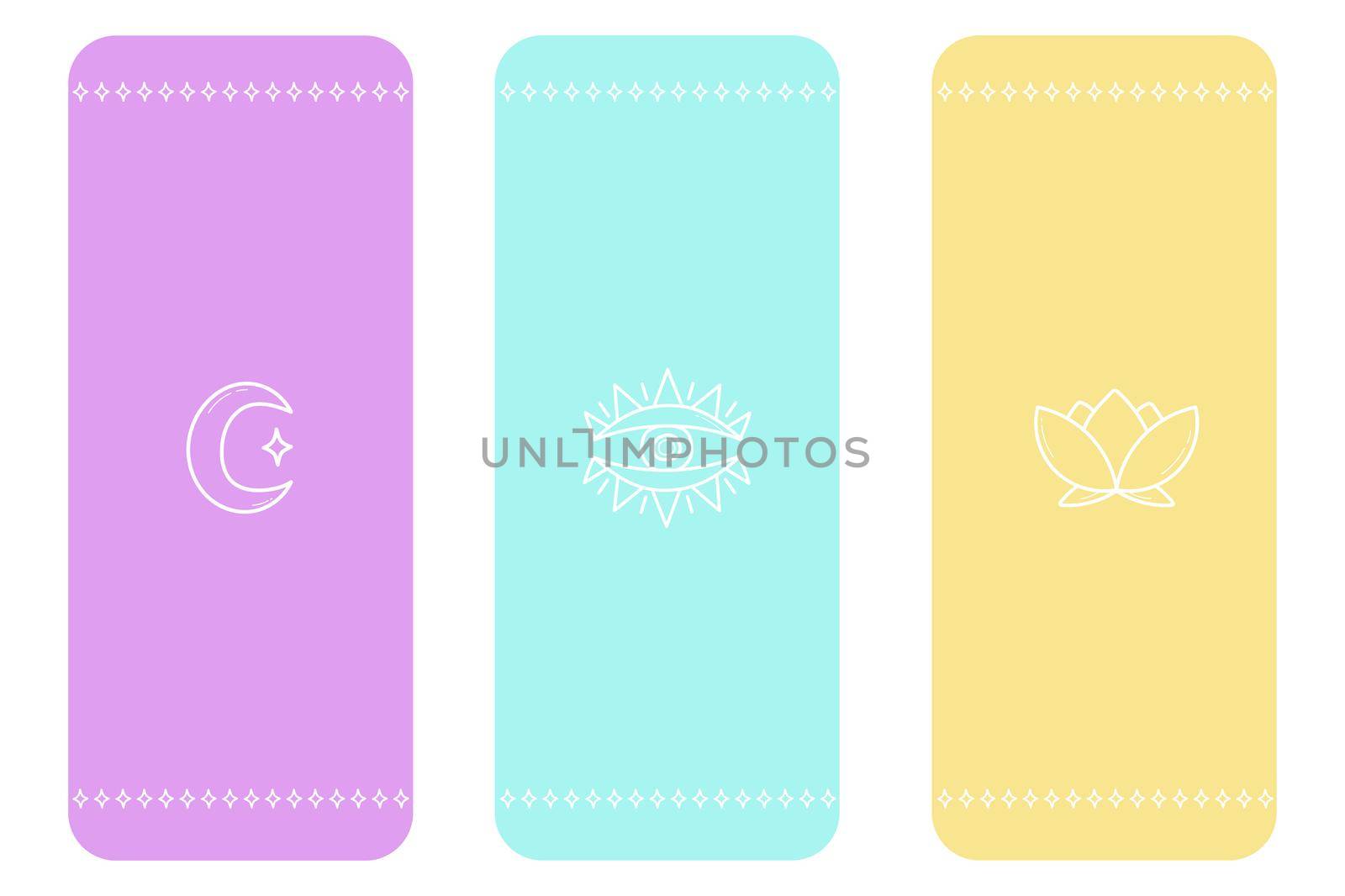 Set of three yoga mat designs. Soft colors with minimalistic zen elements by natali_brill