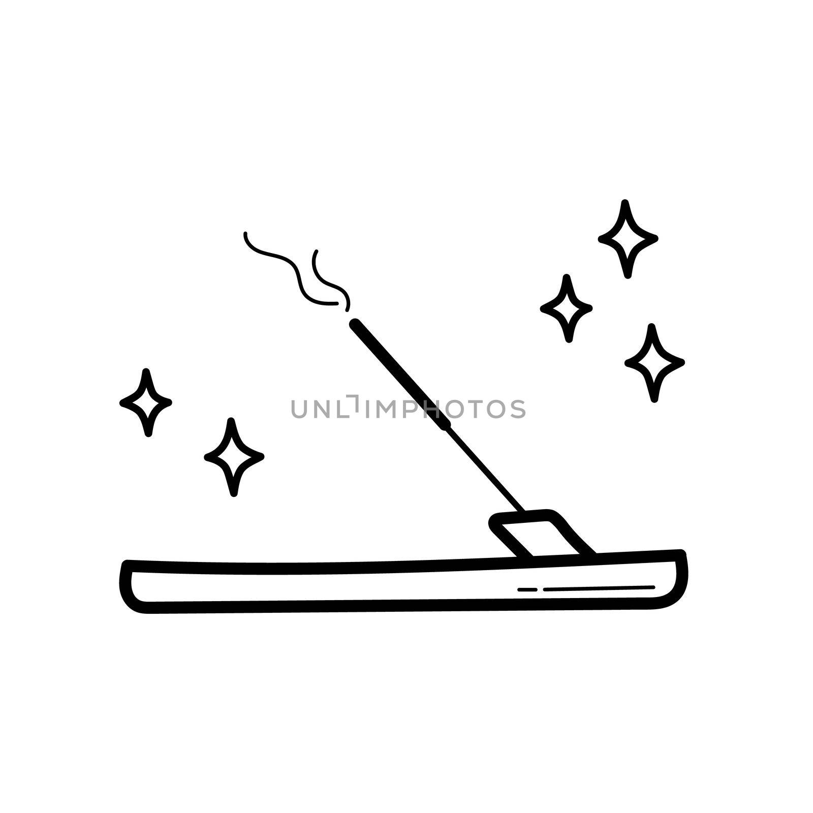 Aromatic stick on wooden stand. Vector doodle. Outline drawing for coloring page by natali_brill