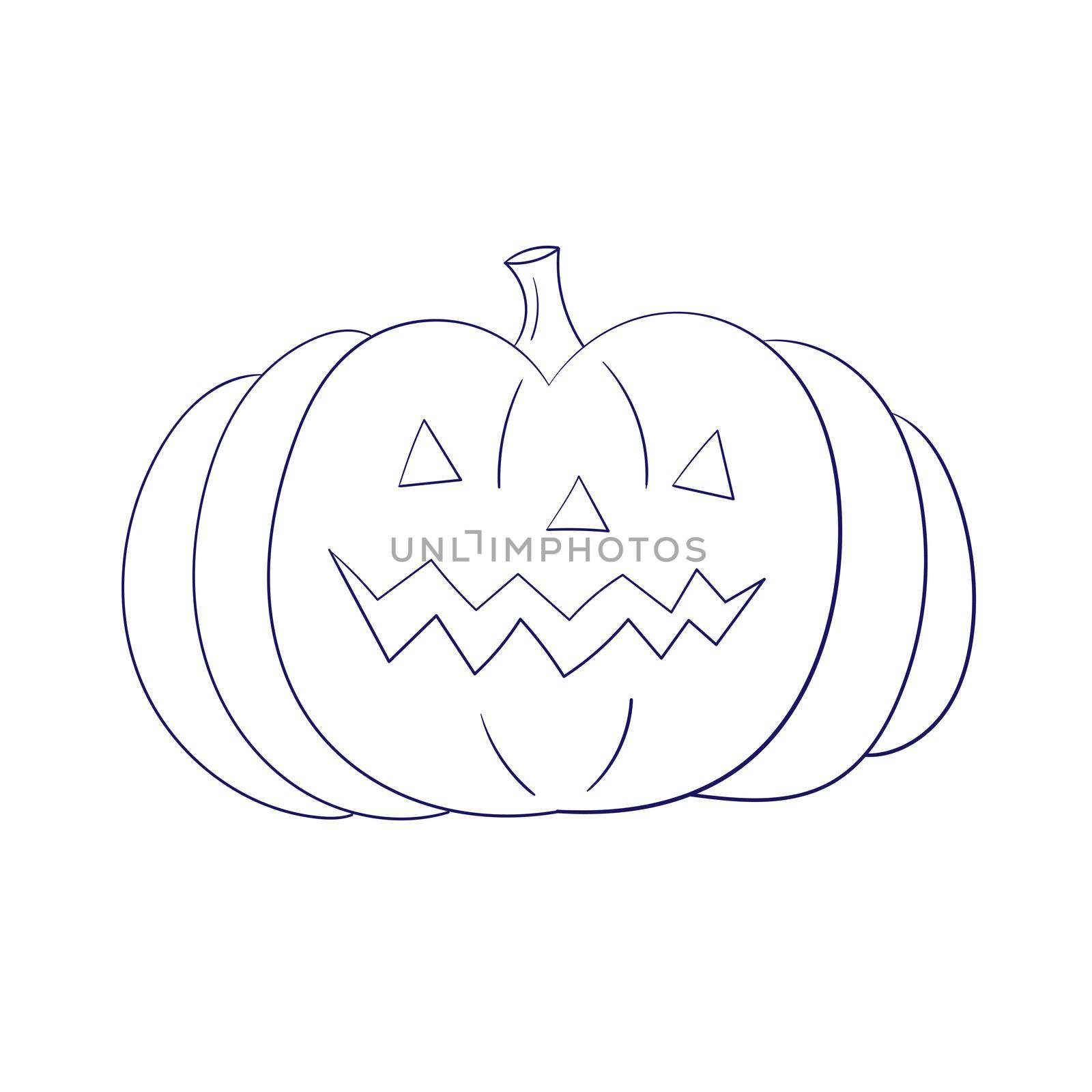 Halloween pumpkin. Vector illustration. Thin line art icon on white background. Cartoon style