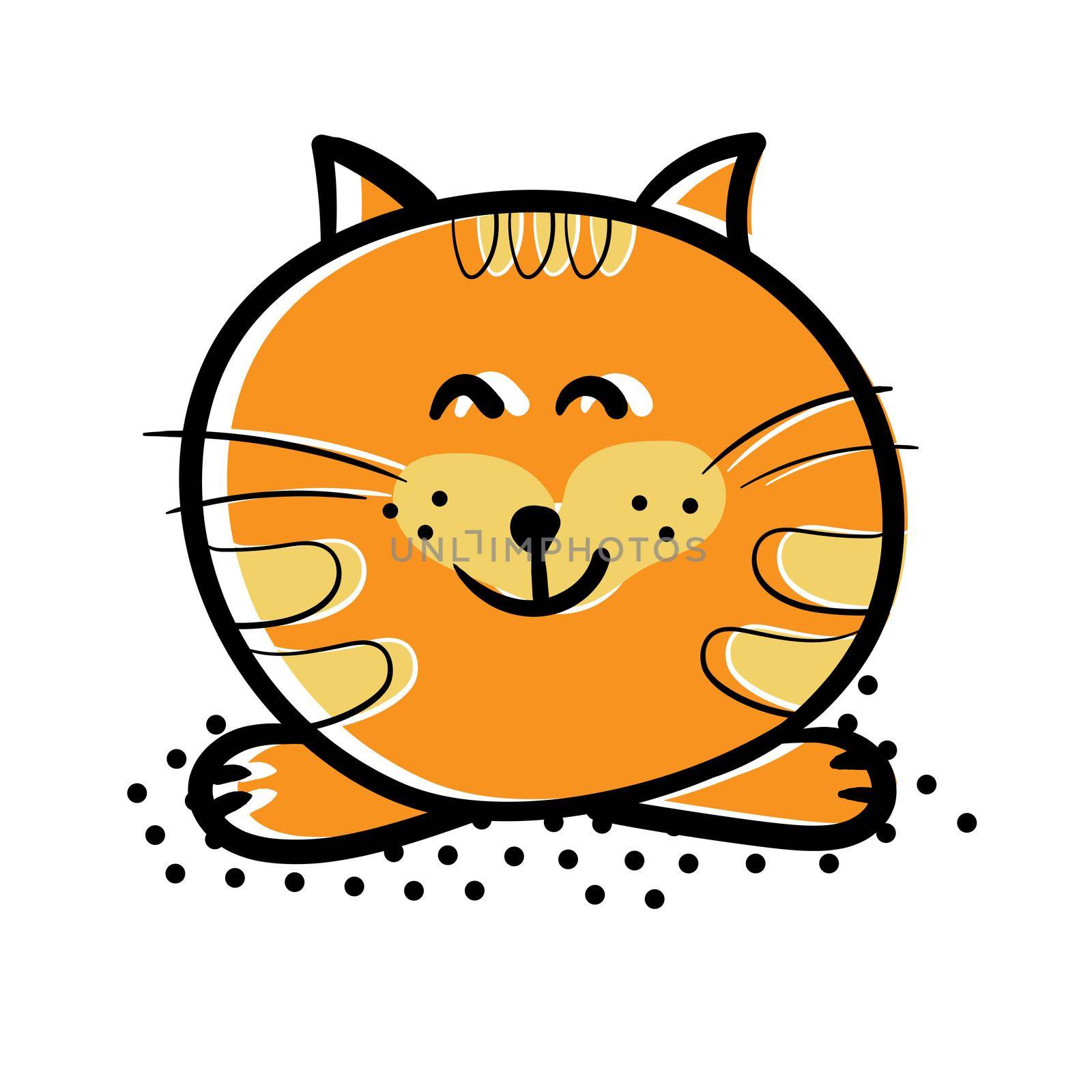 Cute cat. Cartoon character. Round contour icon. Funny head face by natali_brill