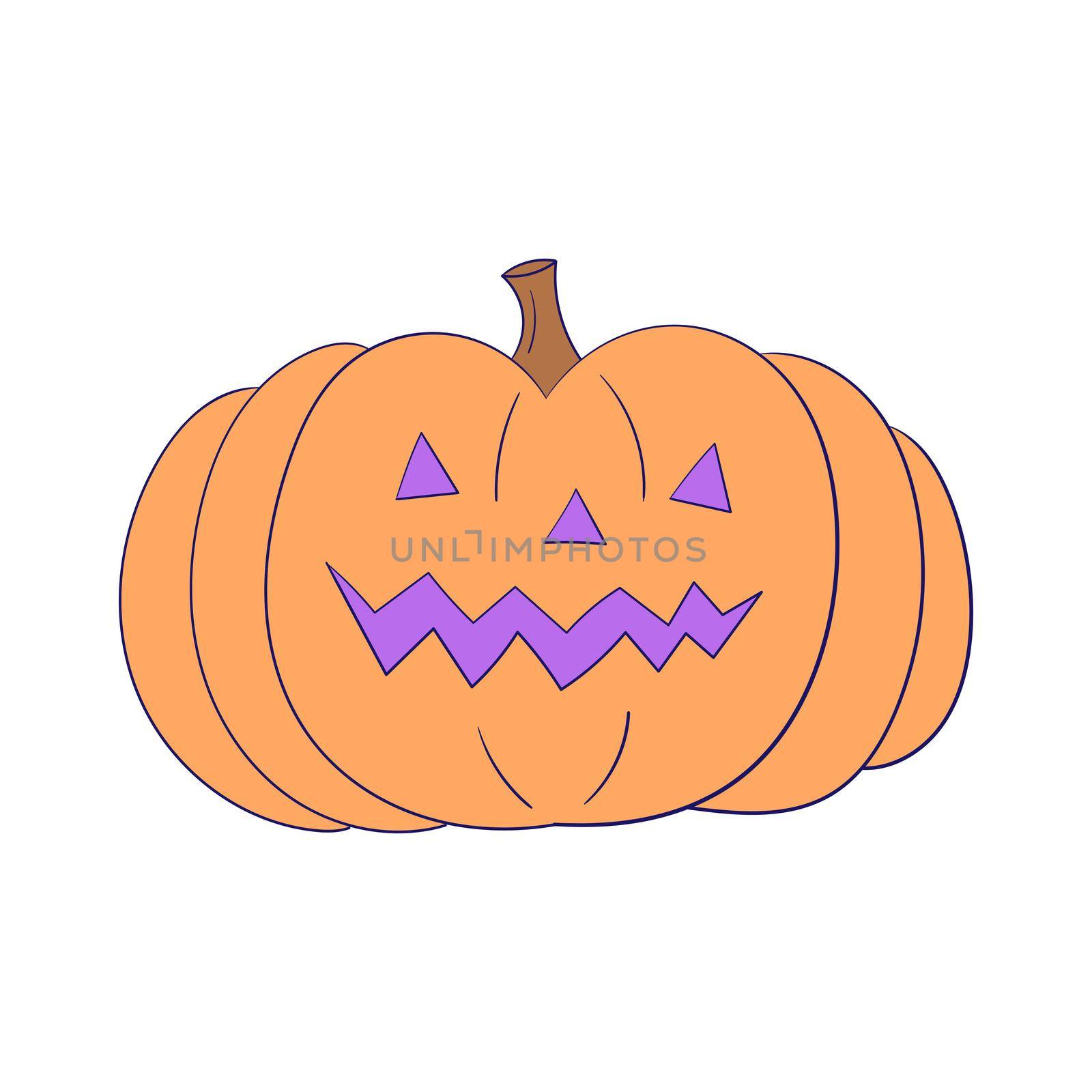 Jack O Lantern icon Halloween pumpkin. Colorful flat icon. Thin line art design by natali_brill