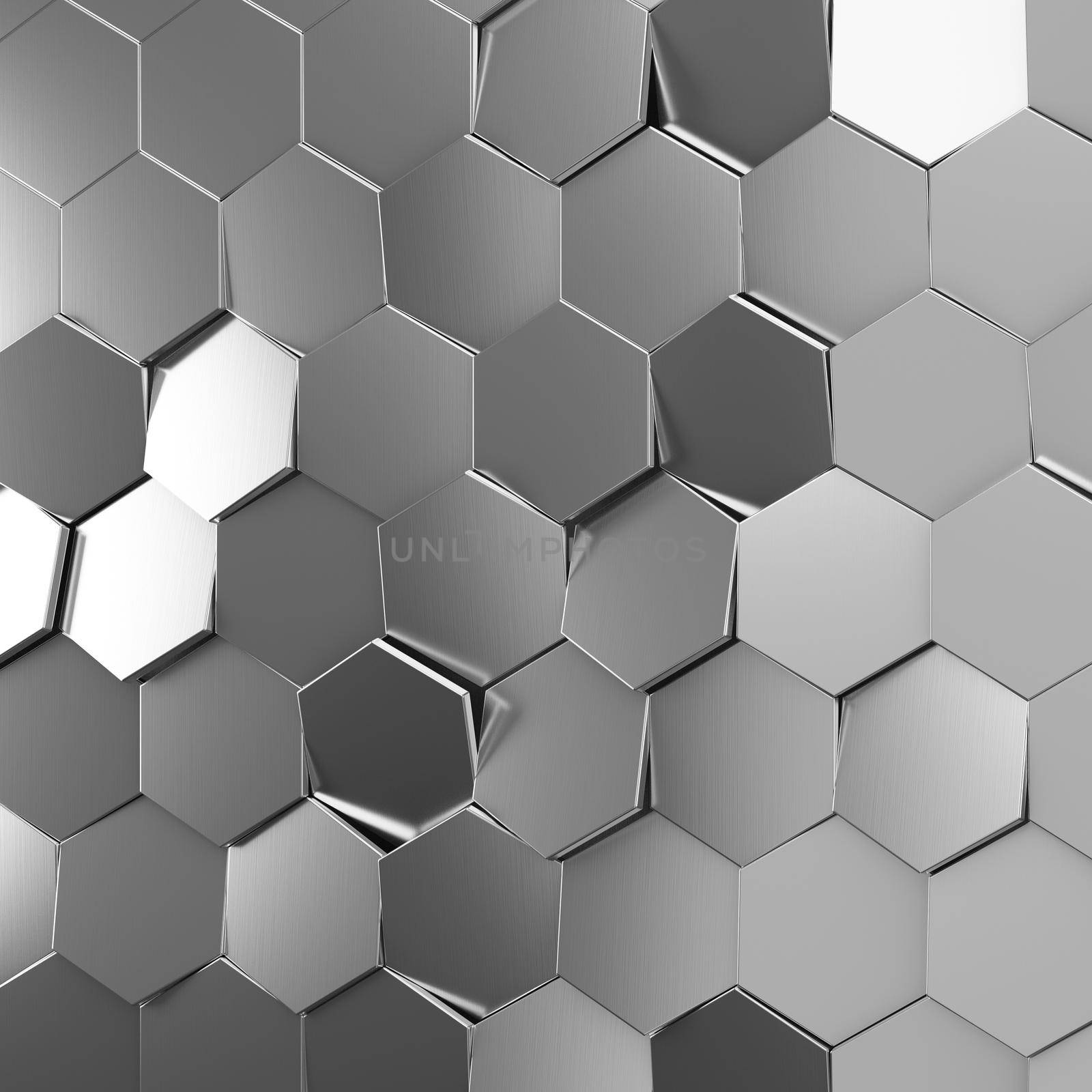 Modern metallic honeycomb and hexagon background pattern. 3d rendering