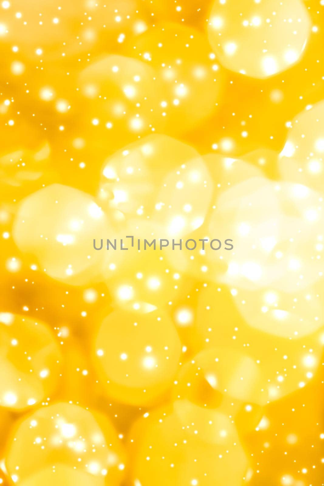 Golden Christmas lights, New Years Eve fireworks and abstract texture concept - Glamorous gold shiny glow and glitter, luxury holiday background