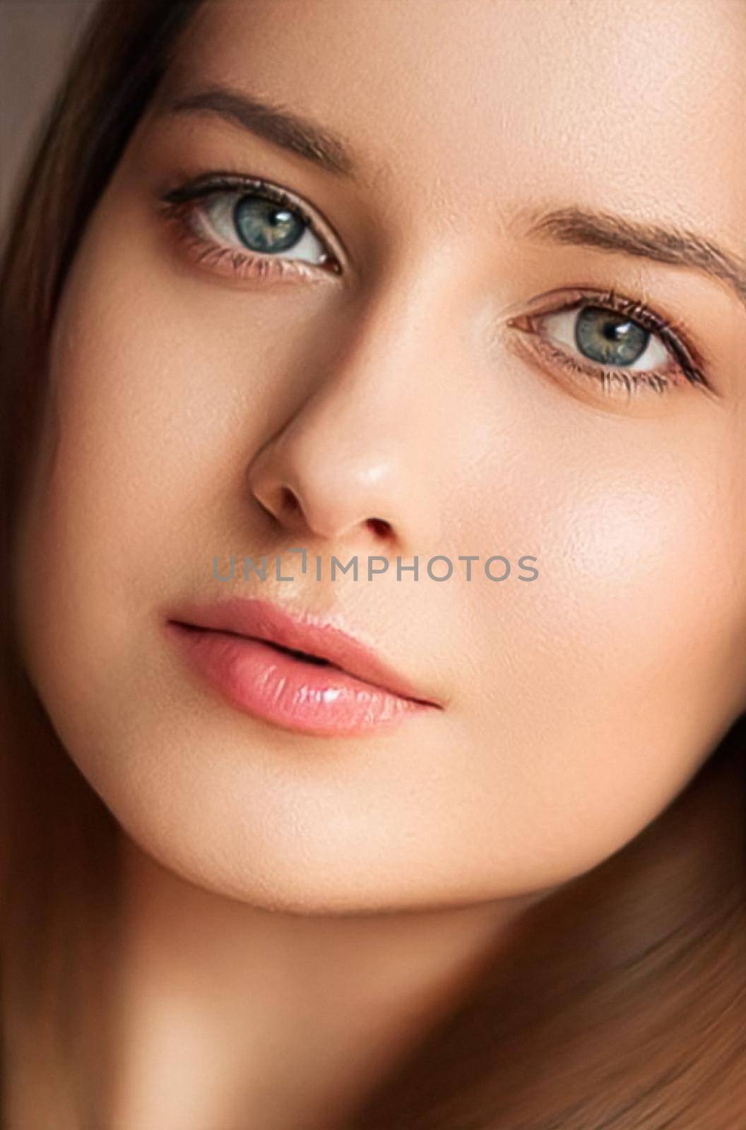 Natural beauty and no make-up look, beautiful young woman as skin care cosmetics and feminine brand concept, face portrait by Anneleven